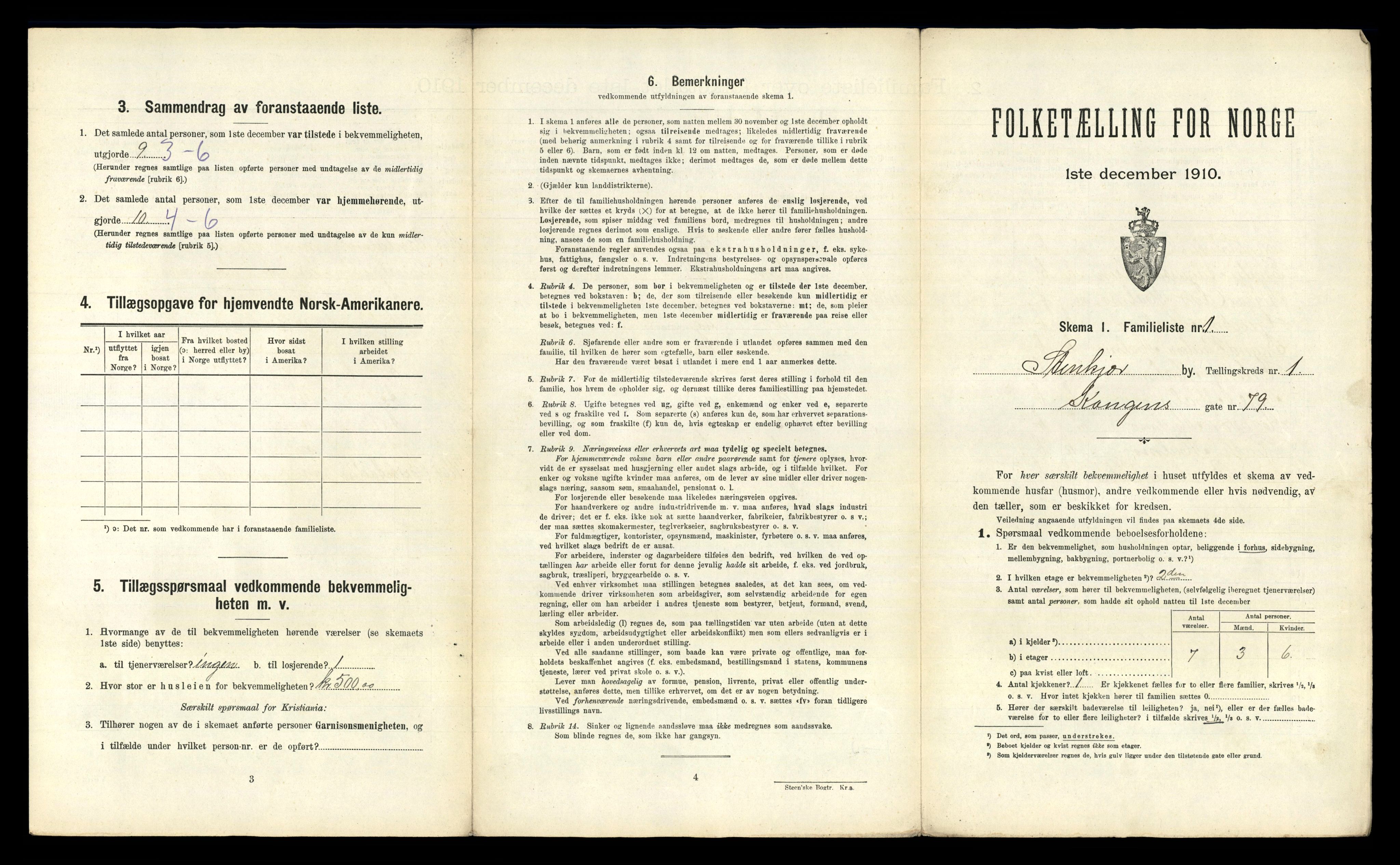 RA, 1910 census for Steinkjer, 1910, p. 292