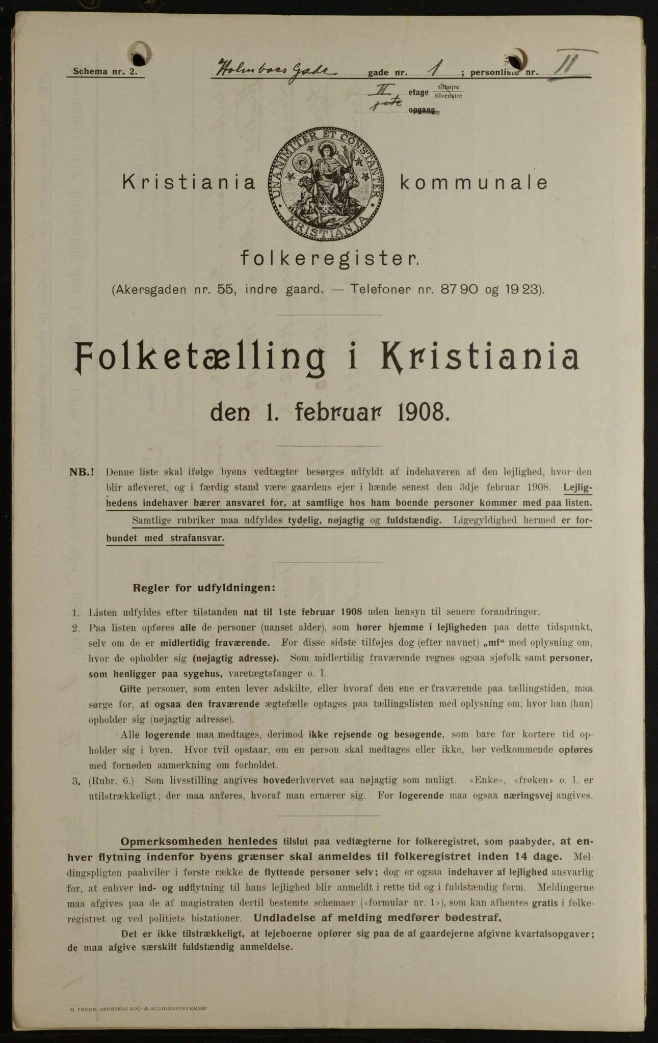 OBA, Municipal Census 1908 for Kristiania, 1908, p. 36678