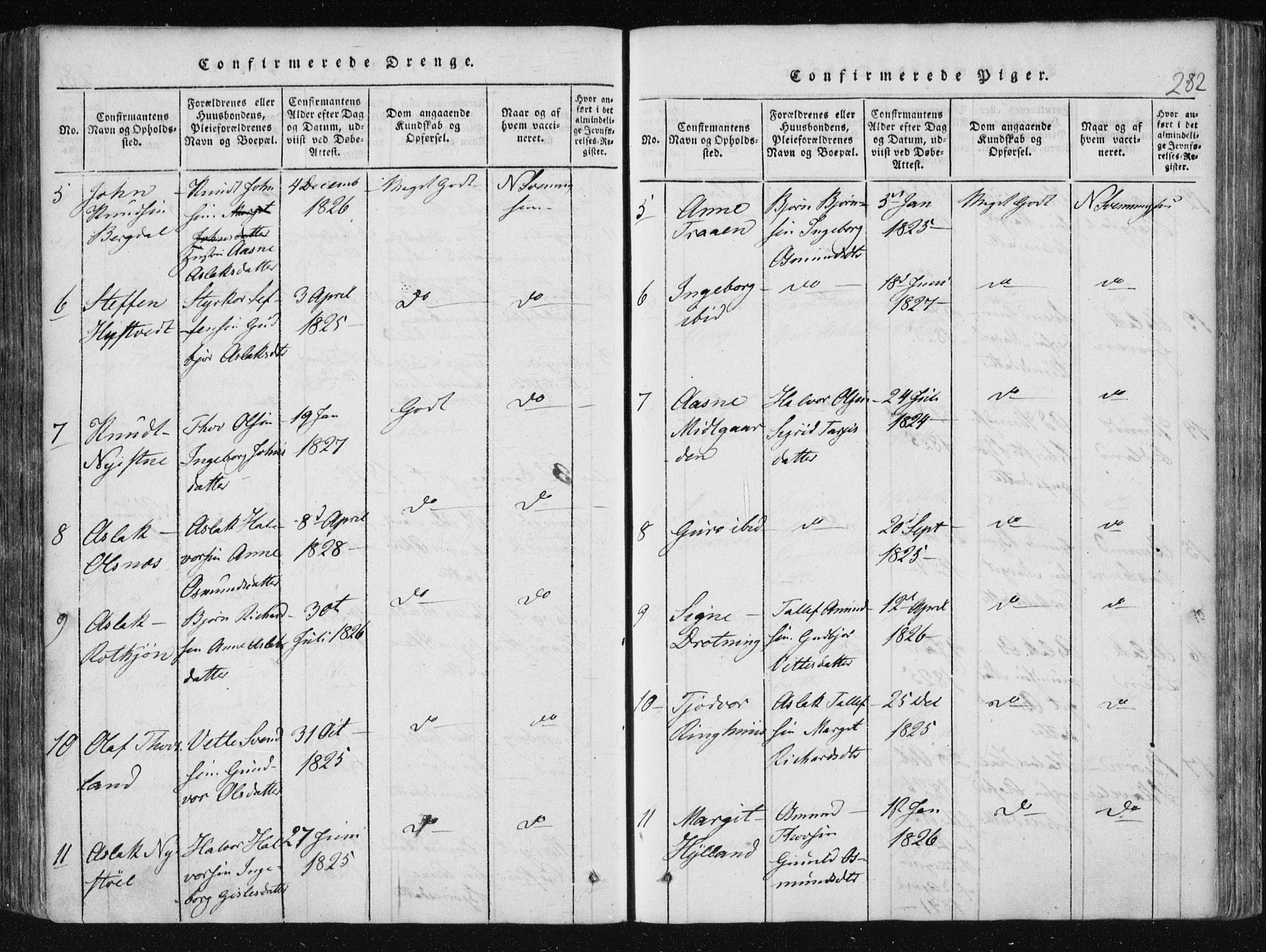 Vinje kirkebøker, AV/SAKO-A-312/F/Fa/L0003: Parish register (official) no. I 3, 1814-1843, p. 282