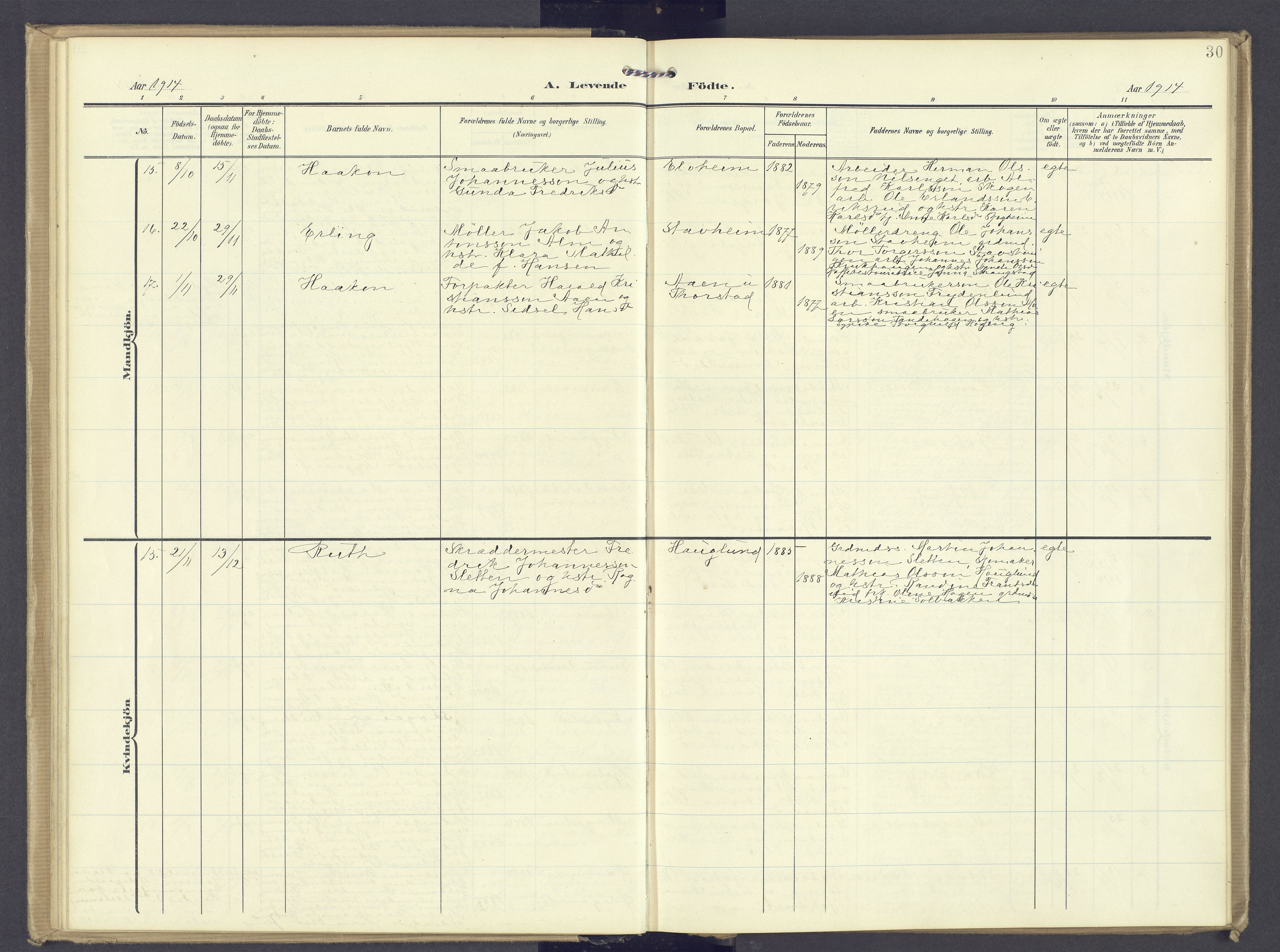 Øyer prestekontor, SAH/PREST-084/H/Ha/Haa/L0013: Parish register (official) no. 13, 1905-1920, p. 30