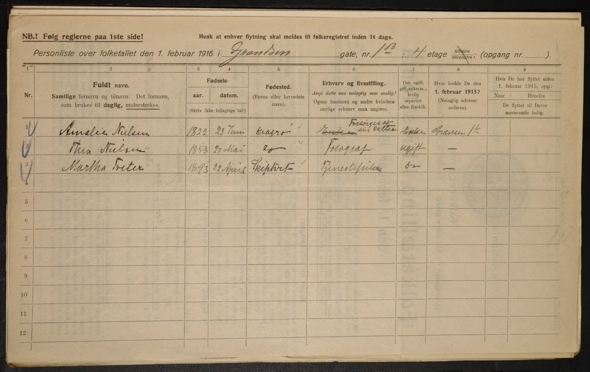 OBA, Municipal Census 1916 for Kristiania, 1916, p. 30276