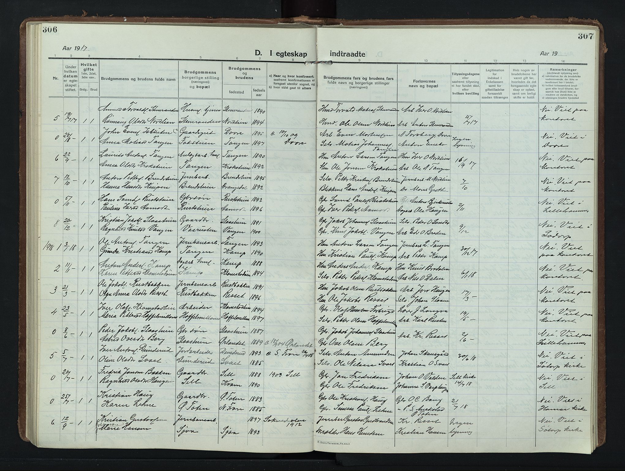 Nord-Fron prestekontor, SAH/PREST-080/H/Ha/Hab/L0008: Parish register (copy) no. 8, 1915-1948, p. 306-307