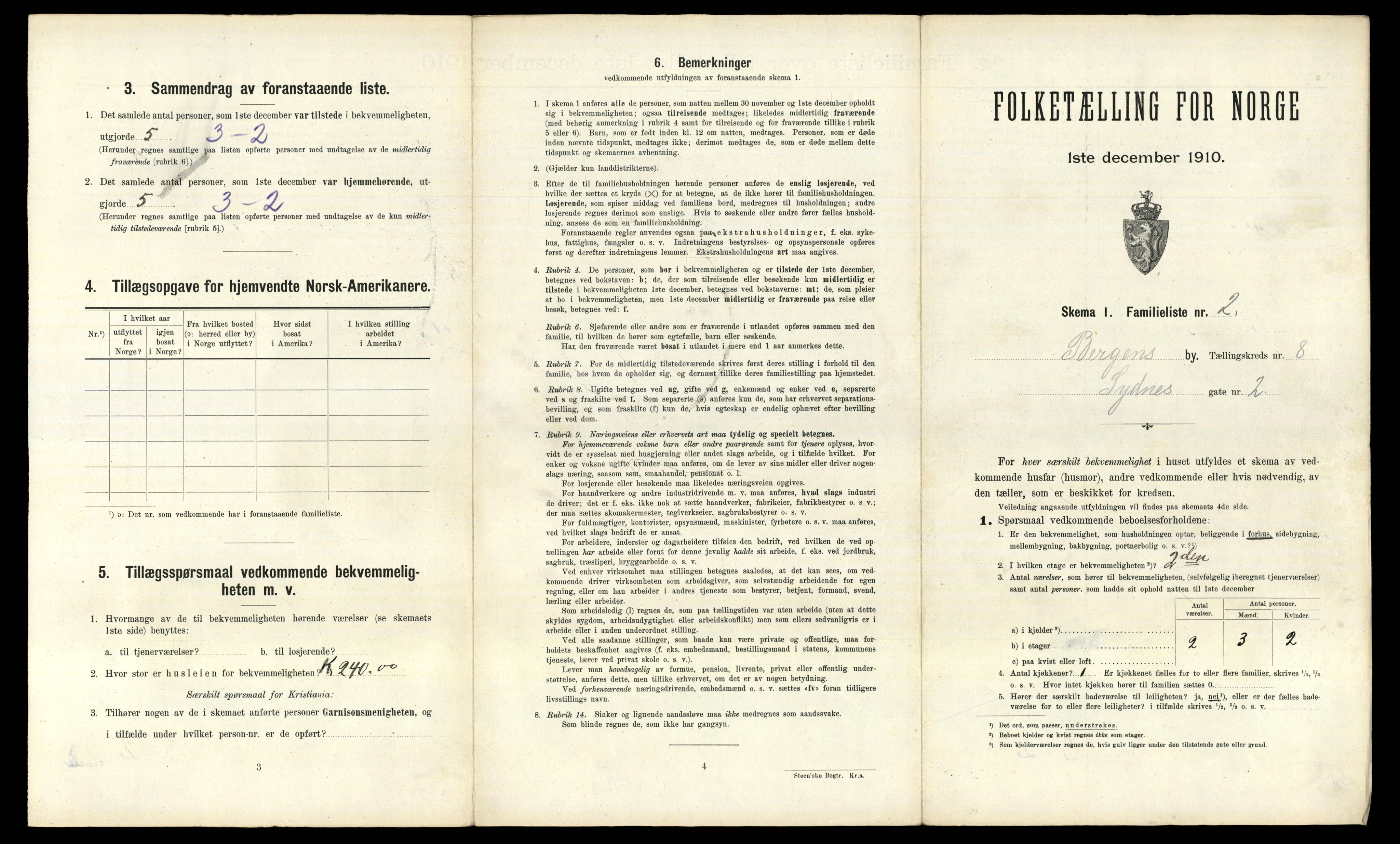 RA, 1910 census for Bergen, 1910, p. 2613