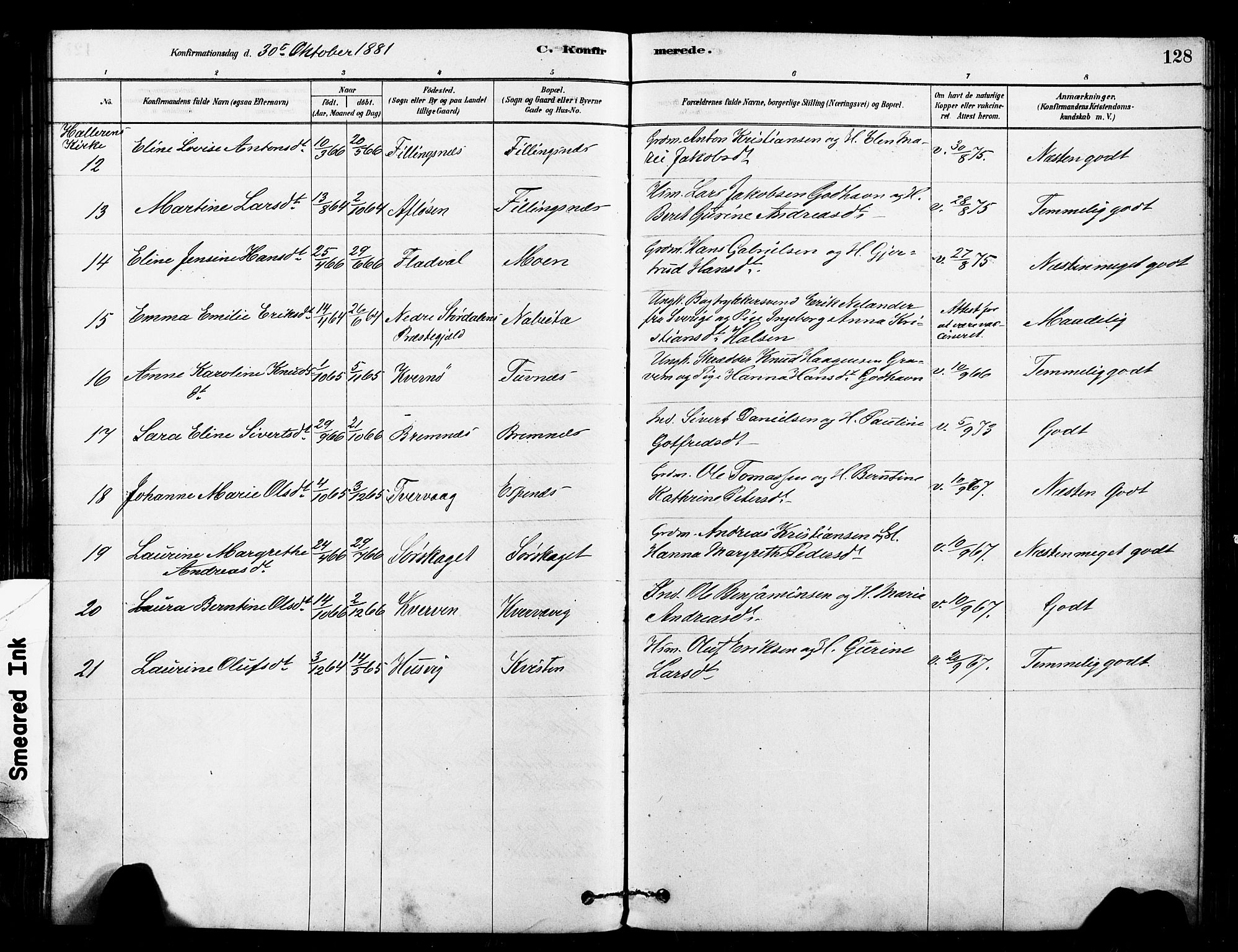 Ministerialprotokoller, klokkerbøker og fødselsregistre - Sør-Trøndelag, SAT/A-1456/640/L0578: Parish register (official) no. 640A03, 1879-1889, p. 128