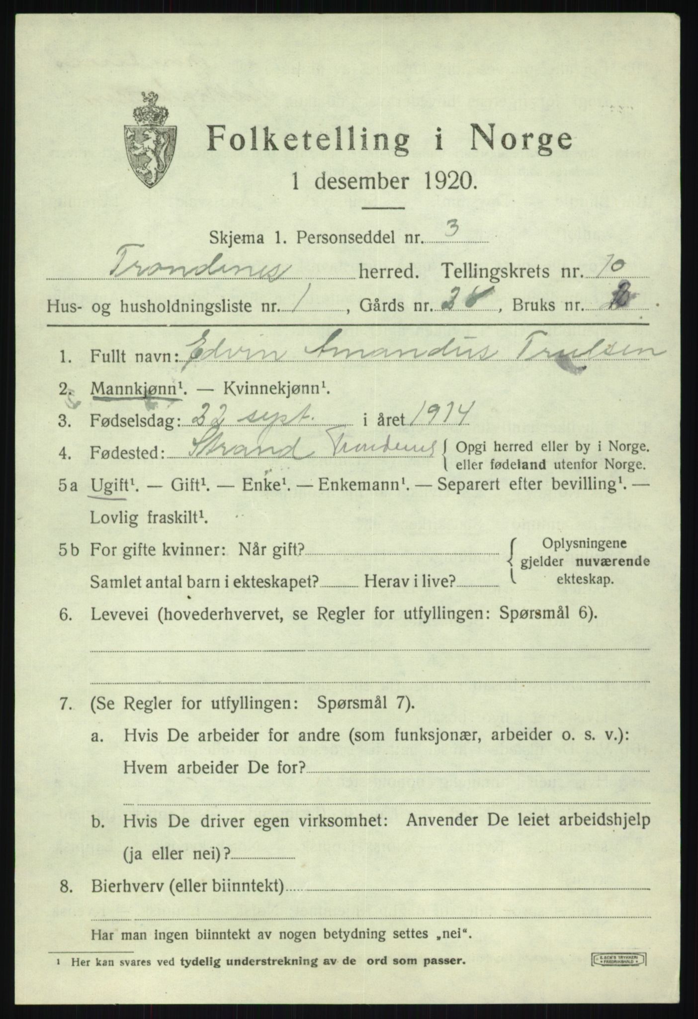 SATØ, 1920 census for Trondenes, 1920, p. 7997