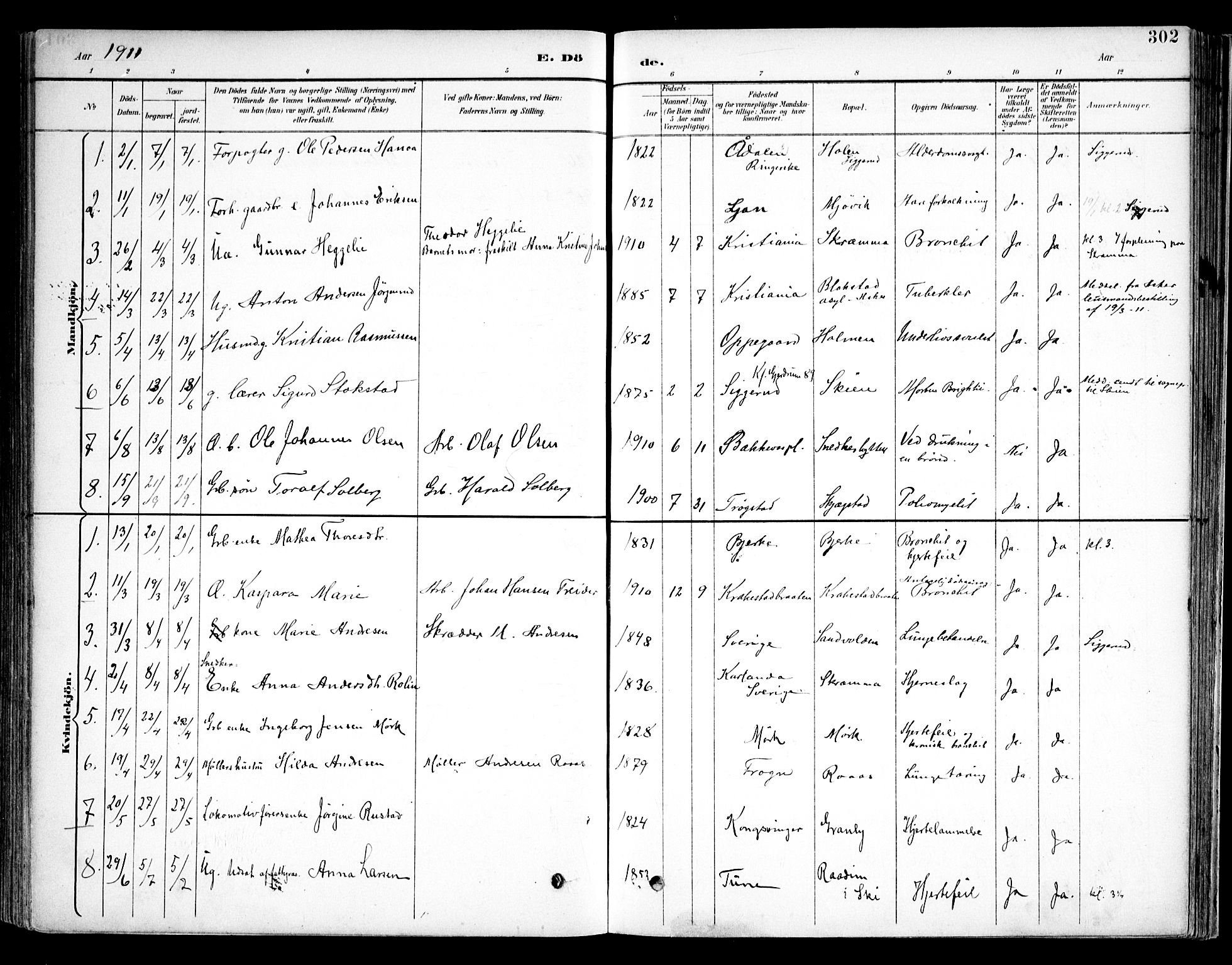 Kråkstad prestekontor Kirkebøker, AV/SAO-A-10125a/F/Fb/L0002: Parish register (official) no. II 2, 1893-1917, p. 302