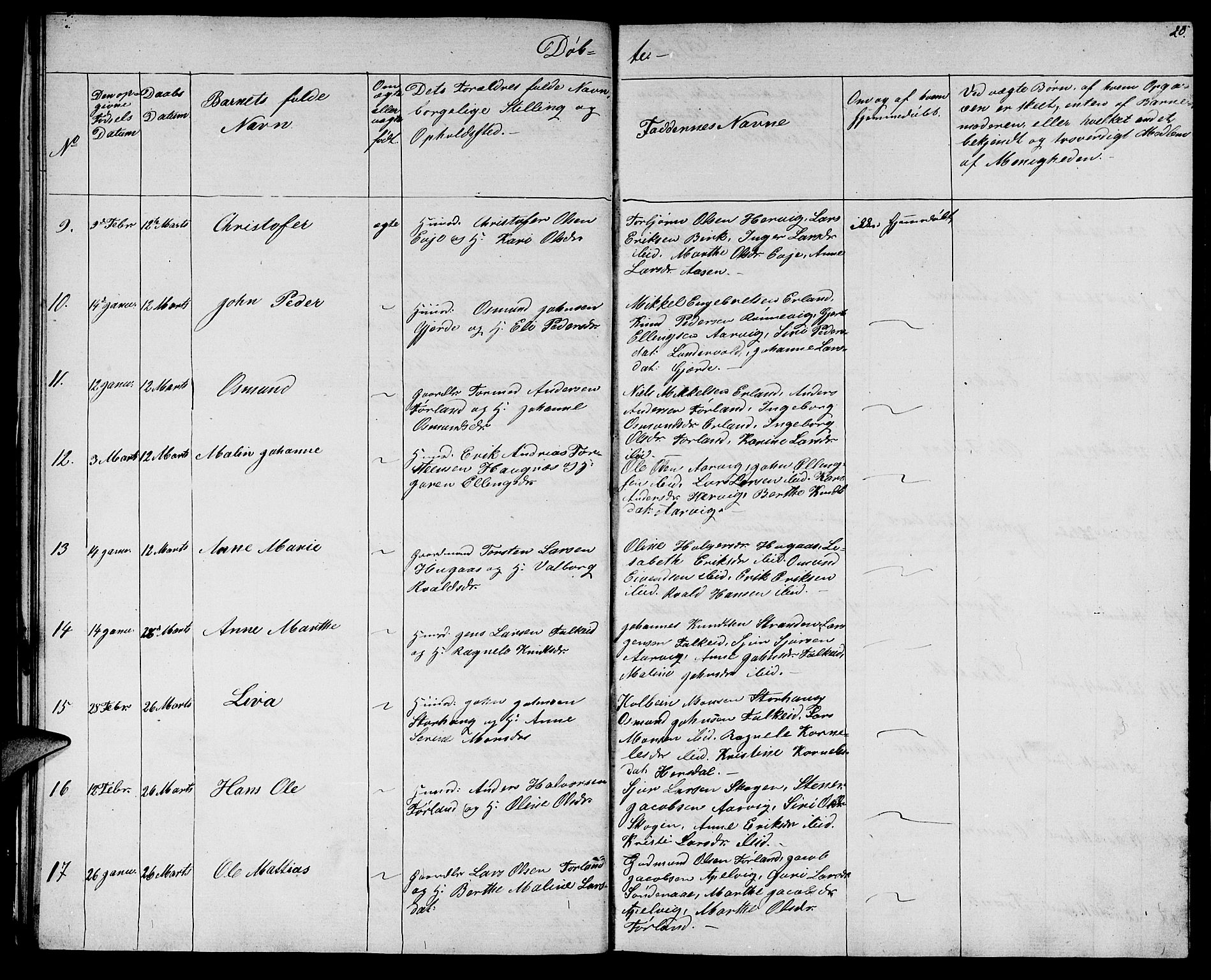 Tysvær sokneprestkontor, AV/SAST-A -101864/H/Ha/Hab/L0002: Parish register (copy) no. B 2, 1852-1868, p. 20