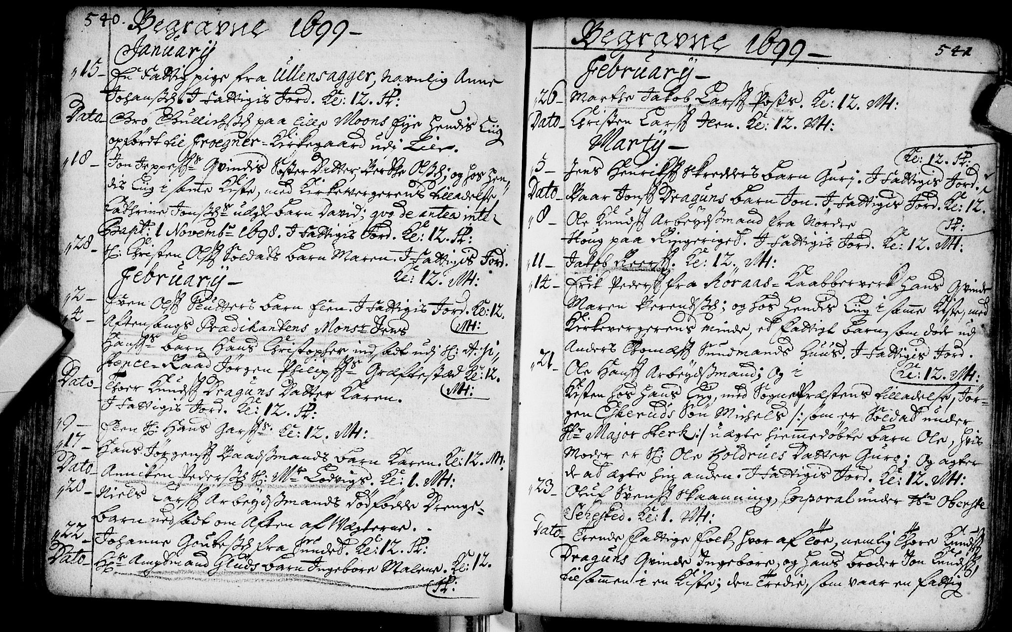 Bragernes kirkebøker, SAKO/A-6/F/Fa/L0002: Parish register (official) no. I 2, 1680-1705, p. 540-541