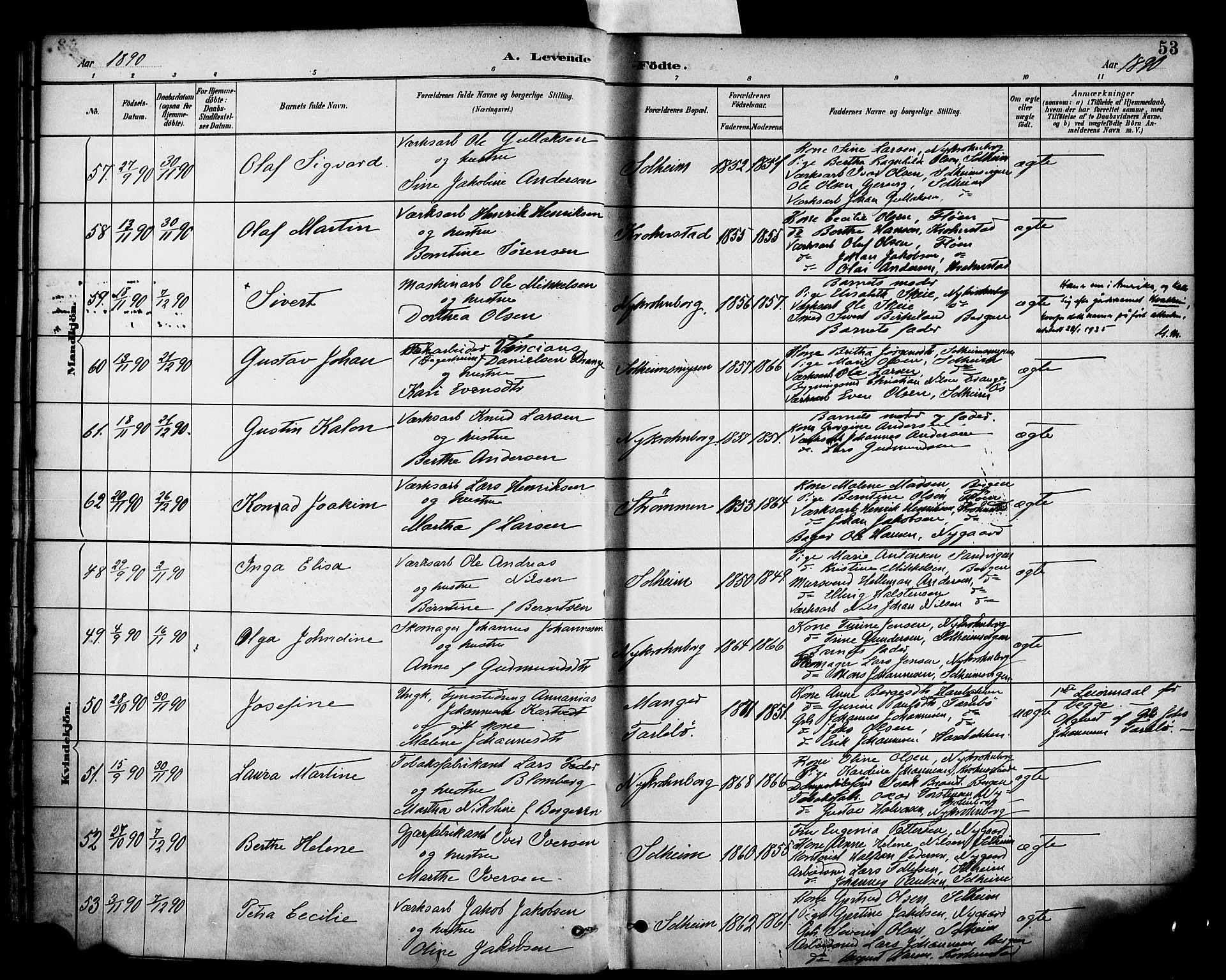 Årstad Sokneprestembete, AV/SAB-A-79301/H/Haa/L0001: Parish register (official) no. A 1, 1886-1901, p. 53