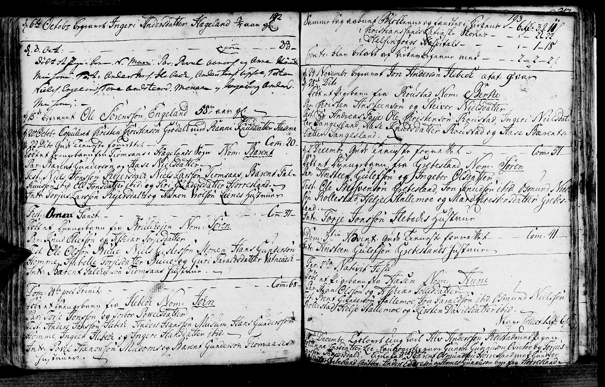 Vennesla sokneprestkontor, AV/SAK-1111-0045/Fa/Fac/L0001: Parish register (official) no. A 1, 1743-1784, p. 192-193