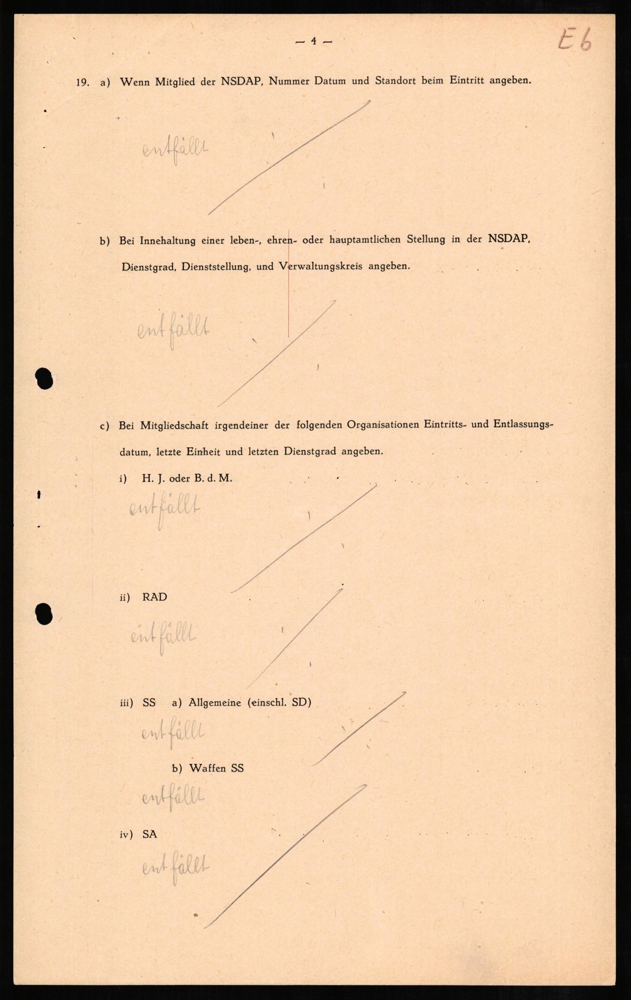 Forsvaret, Forsvarets overkommando II, RA/RAFA-3915/D/Db/L0007: CI Questionaires. Tyske okkupasjonsstyrker i Norge. Tyskere., 1945-1946, p. 7