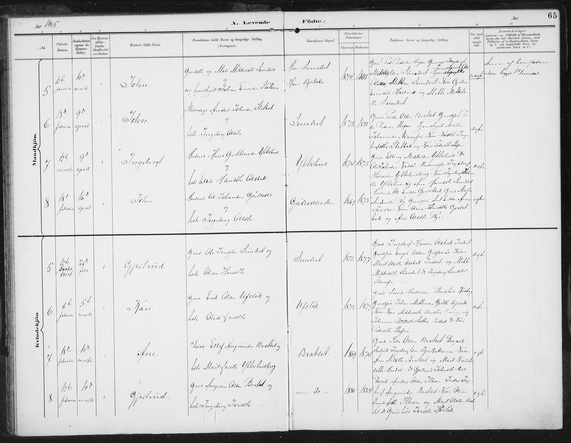 Ministerialprotokoller, klokkerbøker og fødselsregistre - Sør-Trøndelag, AV/SAT-A-1456/674/L0872: Parish register (official) no. 674A04, 1897-1907, p. 65