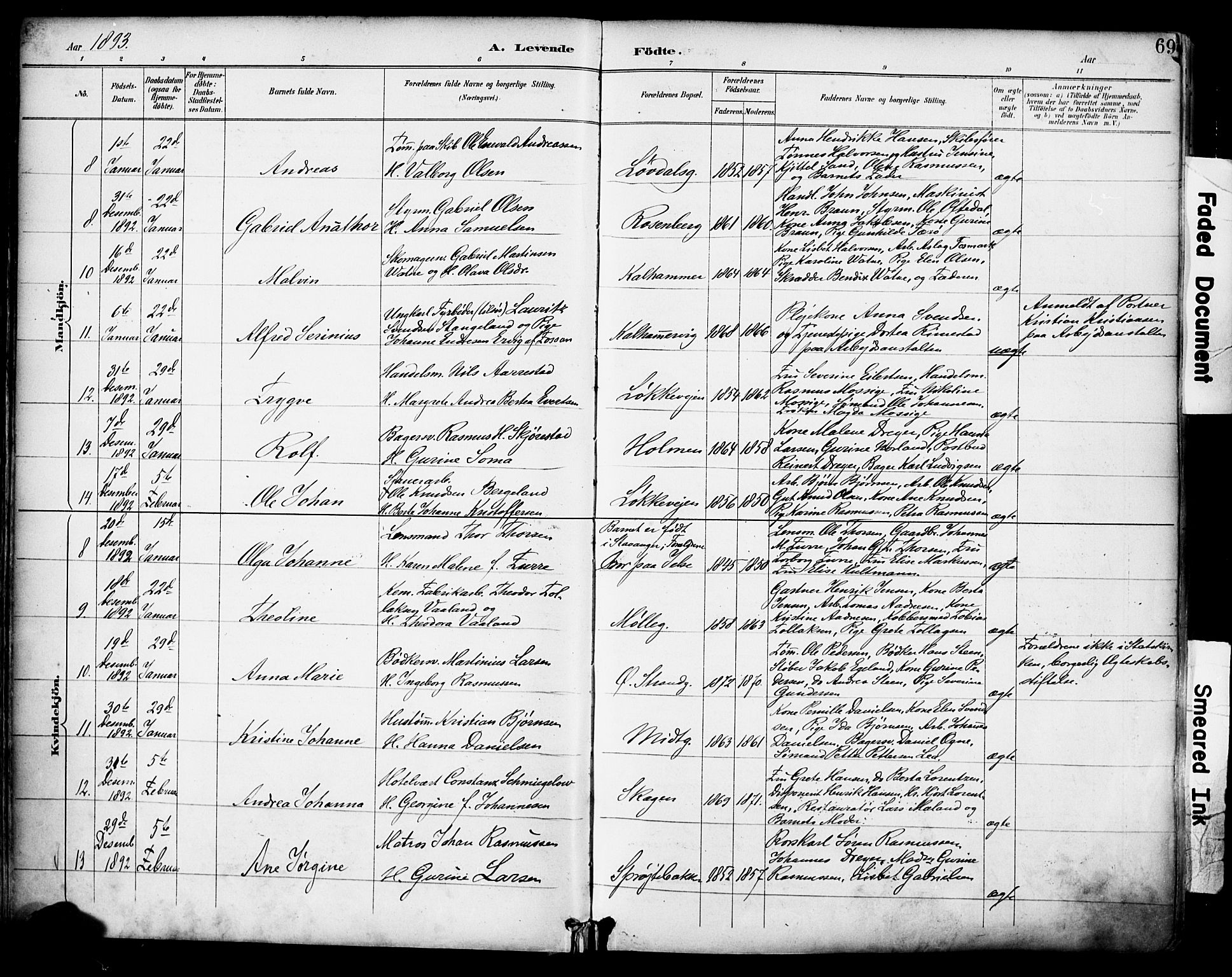 Domkirken sokneprestkontor, AV/SAST-A-101812/001/30/30BA/L0030: Parish register (official) no. A 29, 1889-1902, p. 69