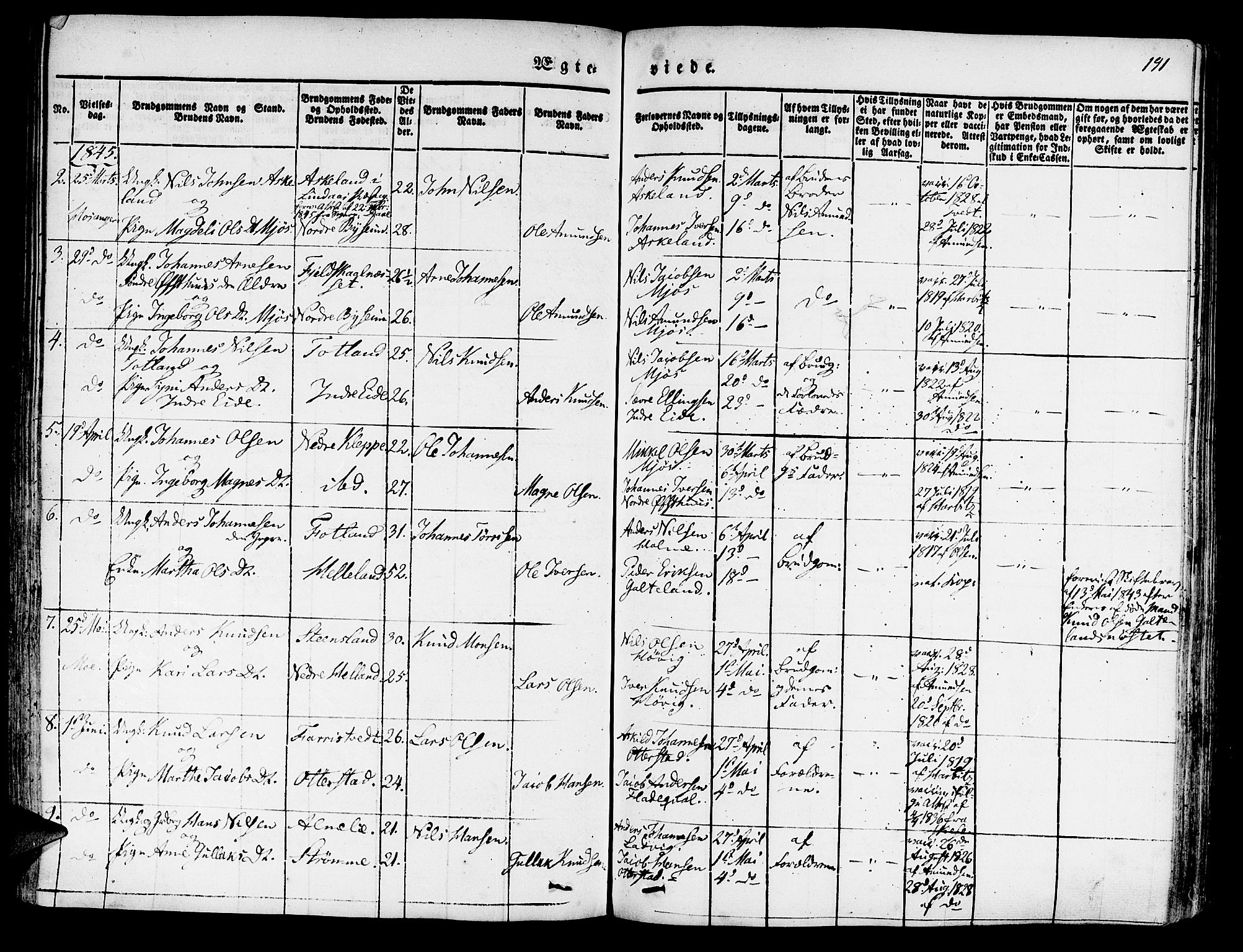 Hosanger sokneprestembete, AV/SAB-A-75801/H/Haa: Parish register (official) no. A 7, 1835-1848, p. 191