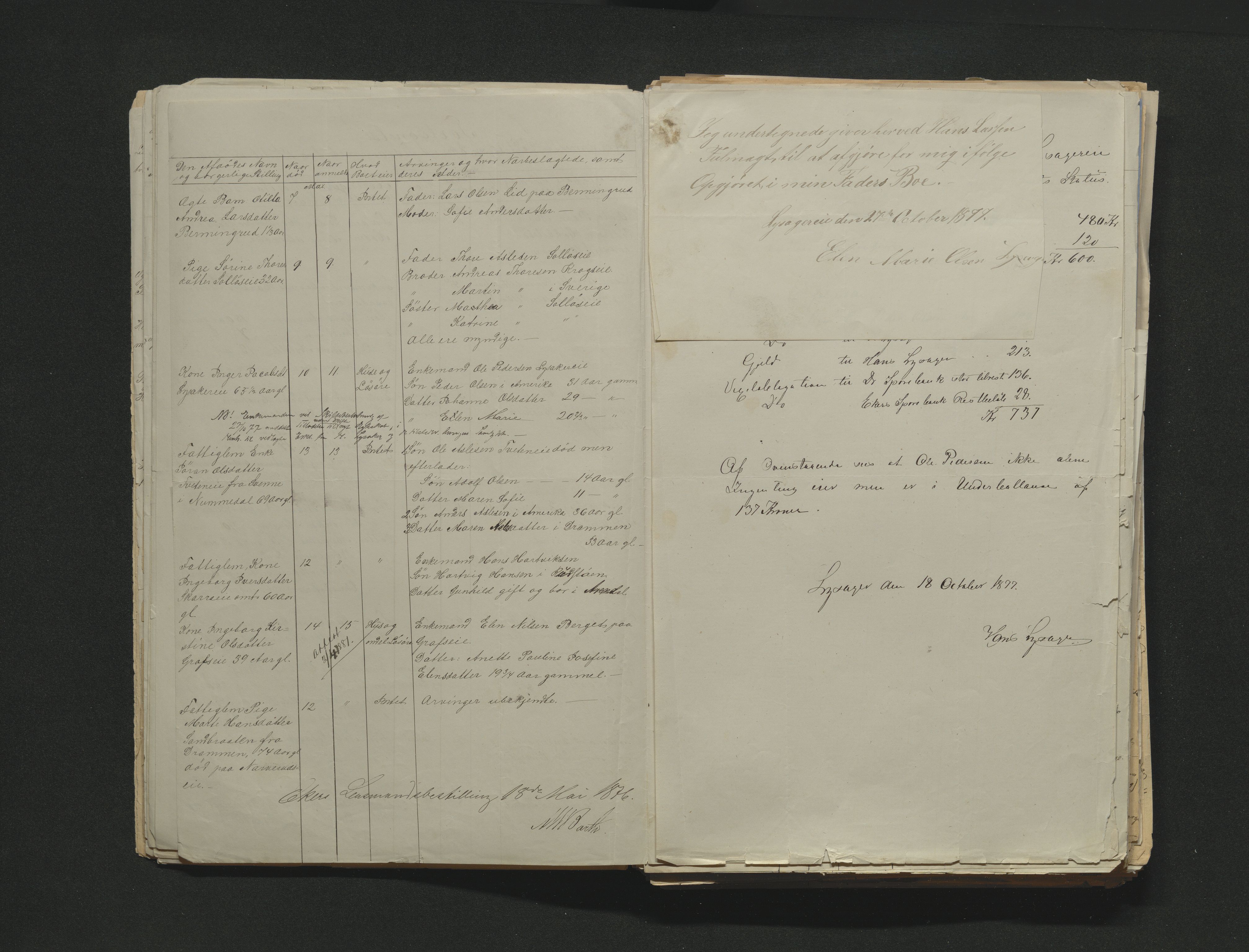 Eiker, Modum og Sigdal sorenskriveri, AV/SAKO-A-123/H/Ha/Hab/L0014: Dødsfallsmeldinger, 1874-1877, p. 375