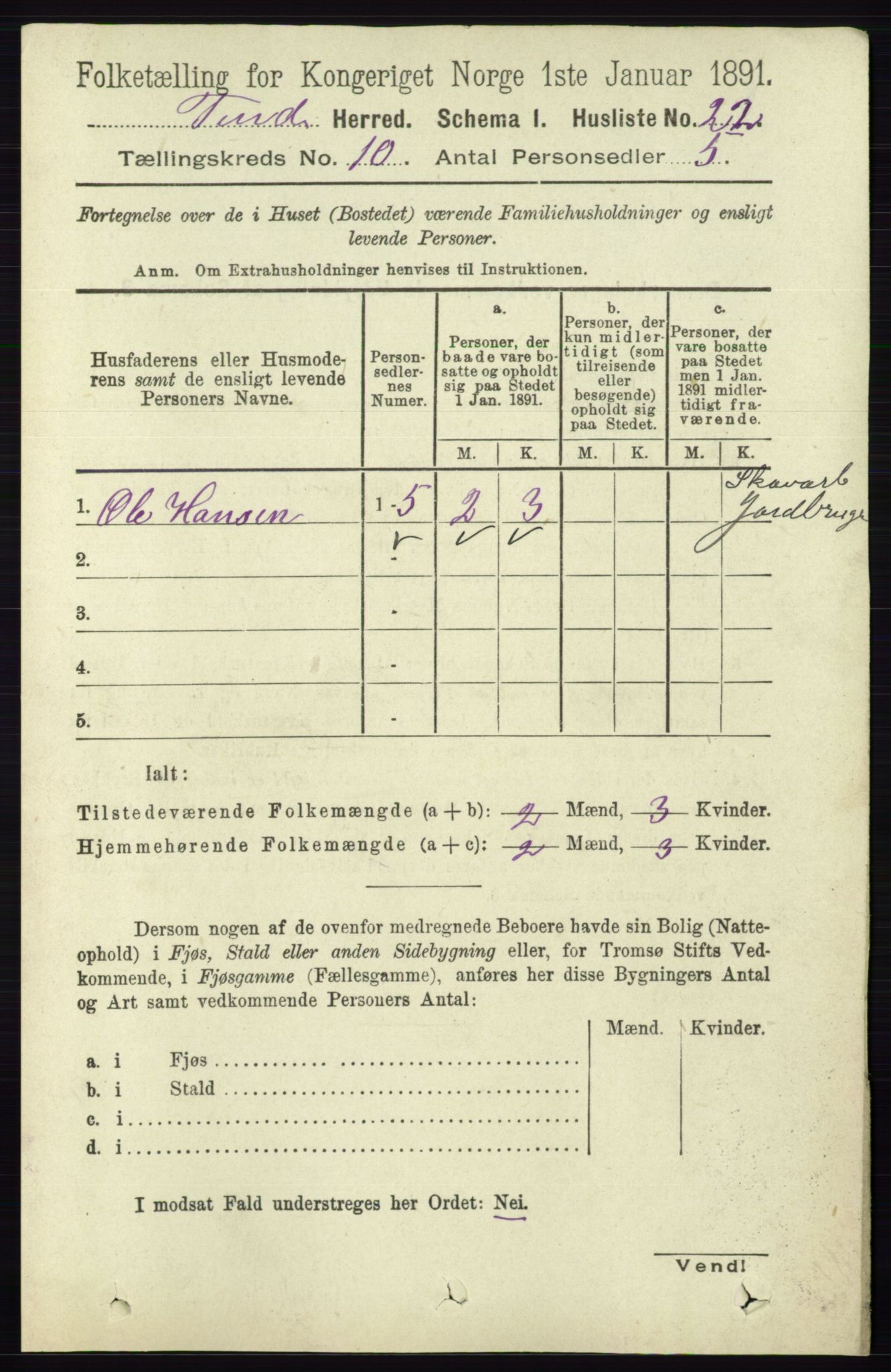 RA, 1891 census for 0826 Tinn, 1891, p. 1962