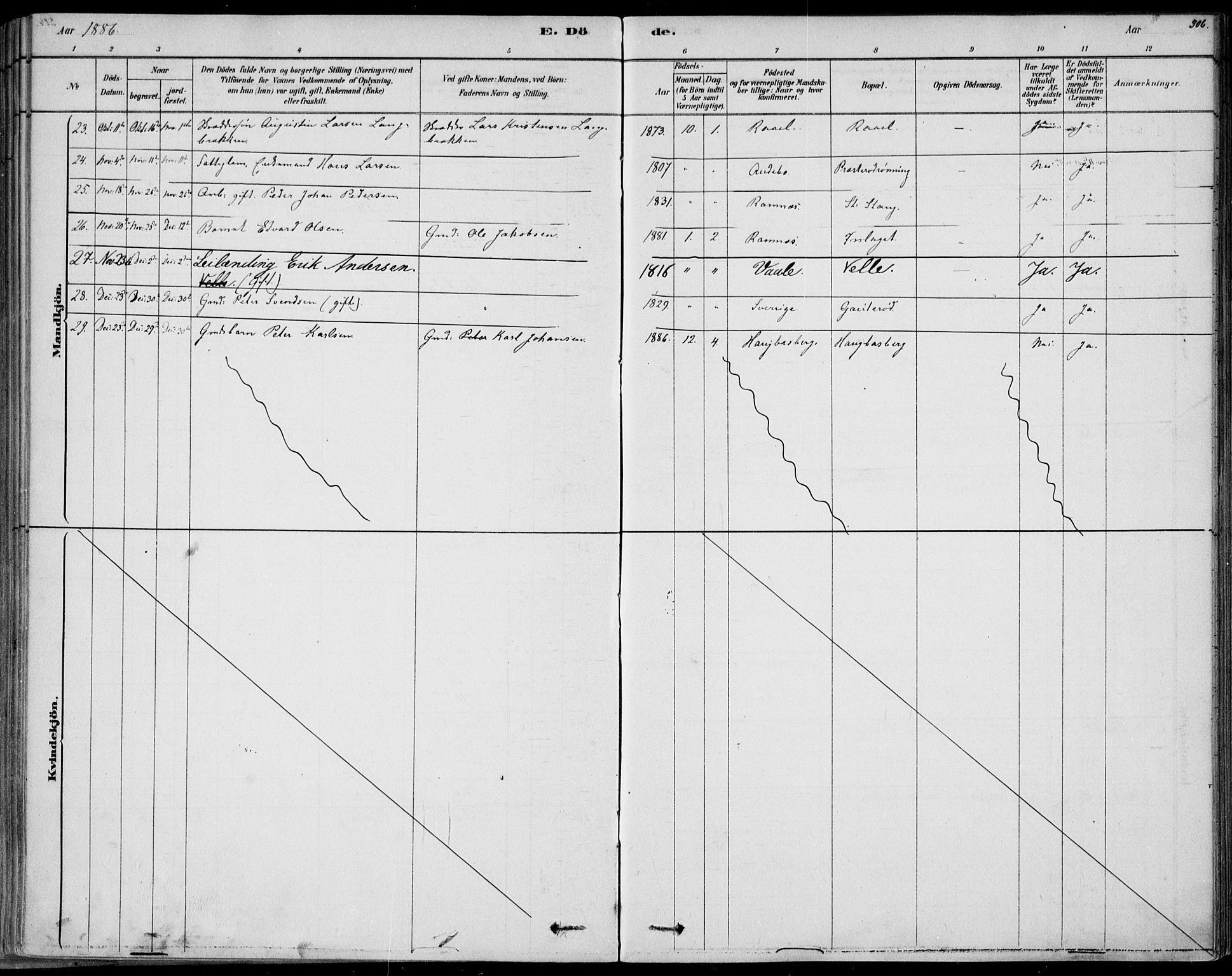 Sem kirkebøker, AV/SAKO-A-5/F/Fb/L0004: Parish register (official) no. II 4, 1878-1891, p. 306