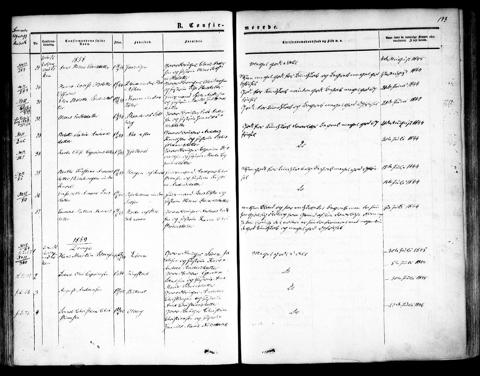 Høland prestekontor Kirkebøker, AV/SAO-A-10346a/F/Fa/L0010: Parish register (official) no. I 10, 1854-1861, p. 193