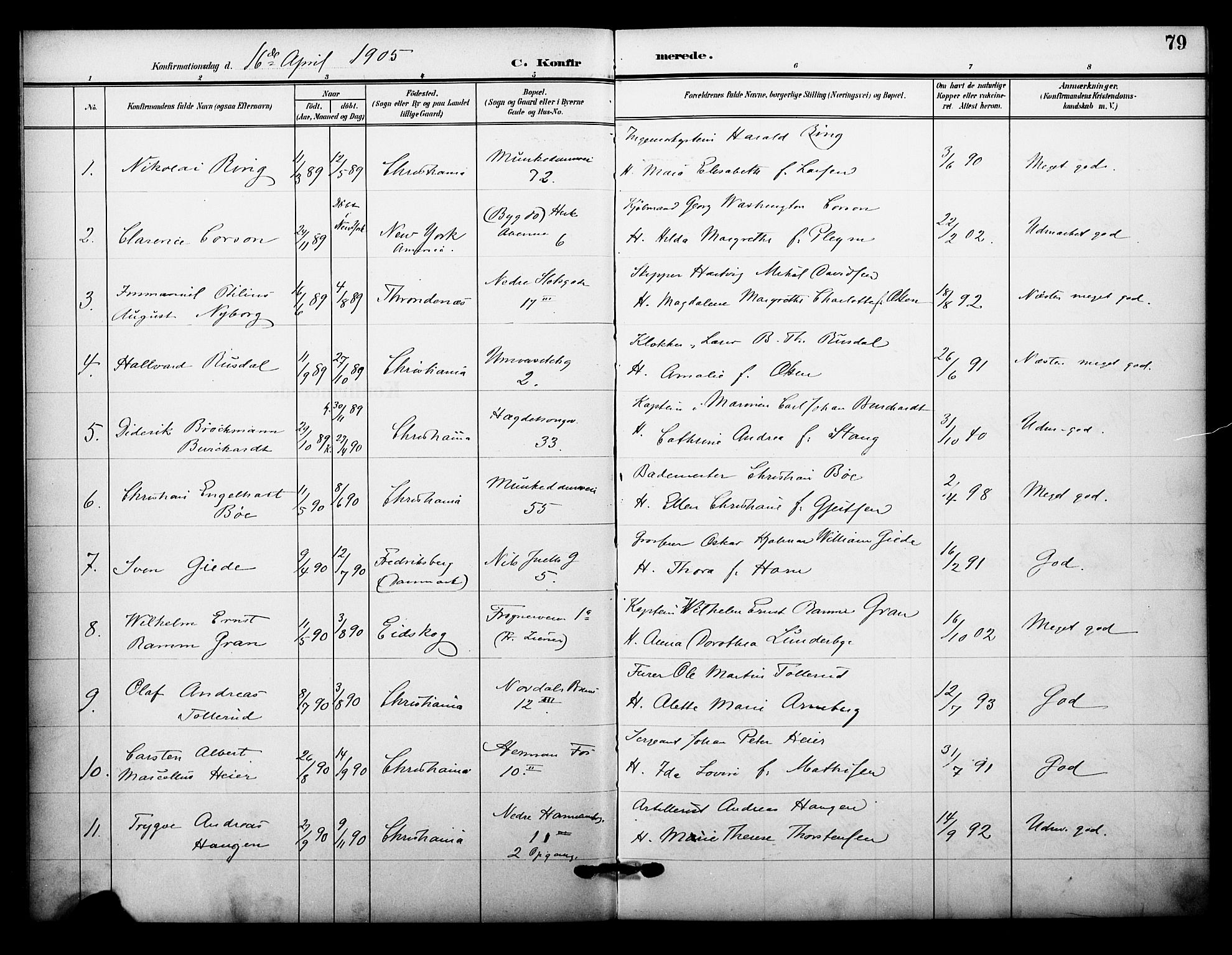 Garnisonsmenigheten Kirkebøker, SAO/A-10846/F/Fa/L0014: Parish register (official) no. 14, 1905-1914, p. 79