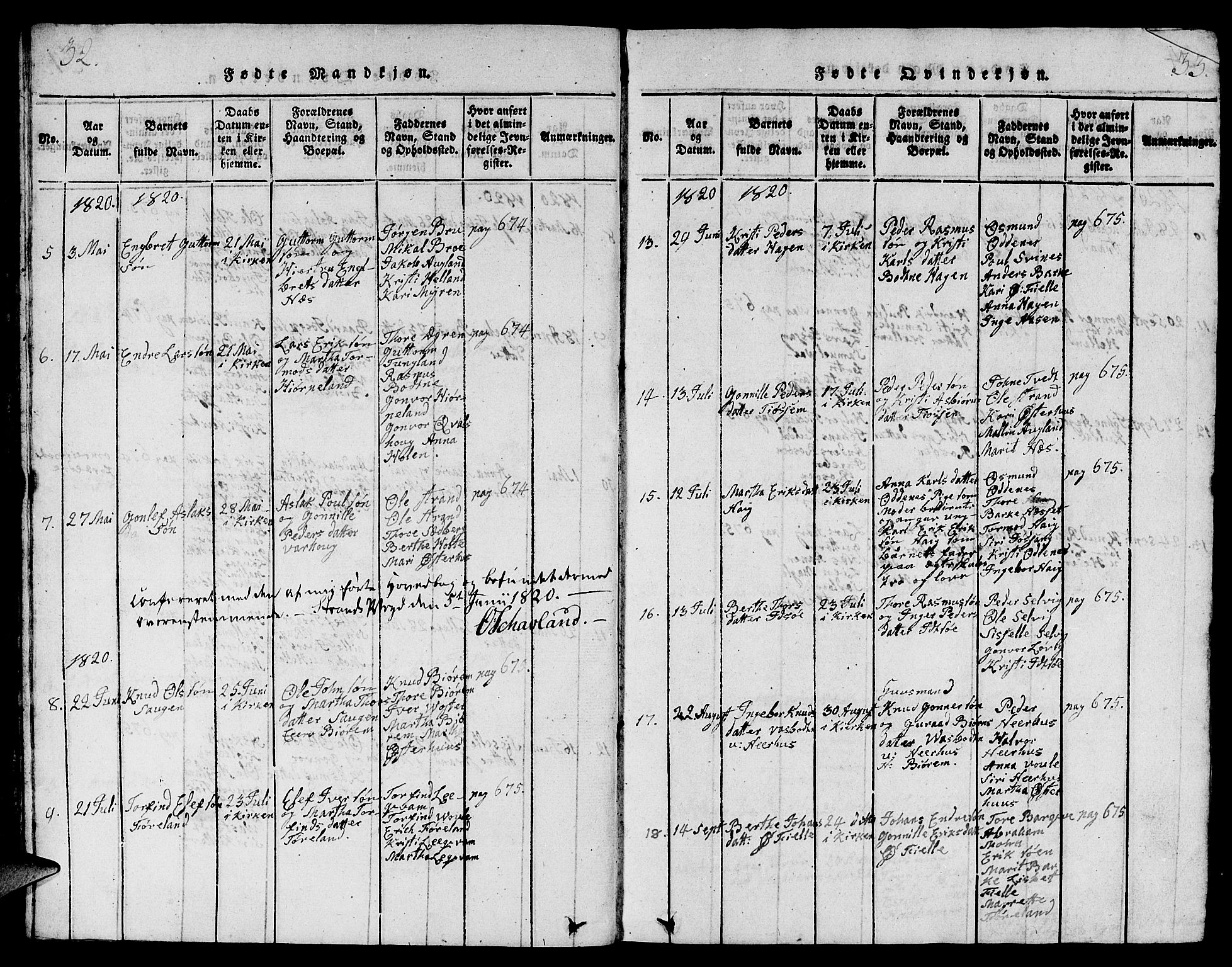 Strand sokneprestkontor, AV/SAST-A-101828/H/Ha/Hab/L0001: Parish register (copy) no. B 1, 1816-1854, p. 32-33