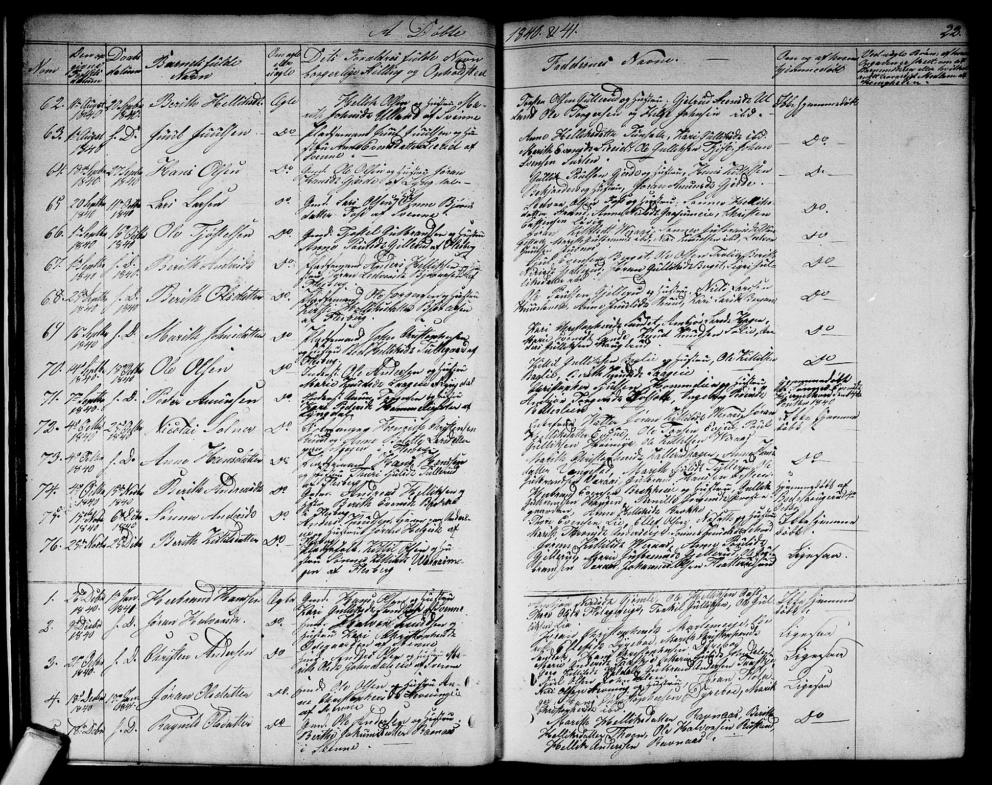 Flesberg kirkebøker, SAKO/A-18/G/Ga/L0002: Parish register (copy) no. I 2, 1834-1860, p. 22