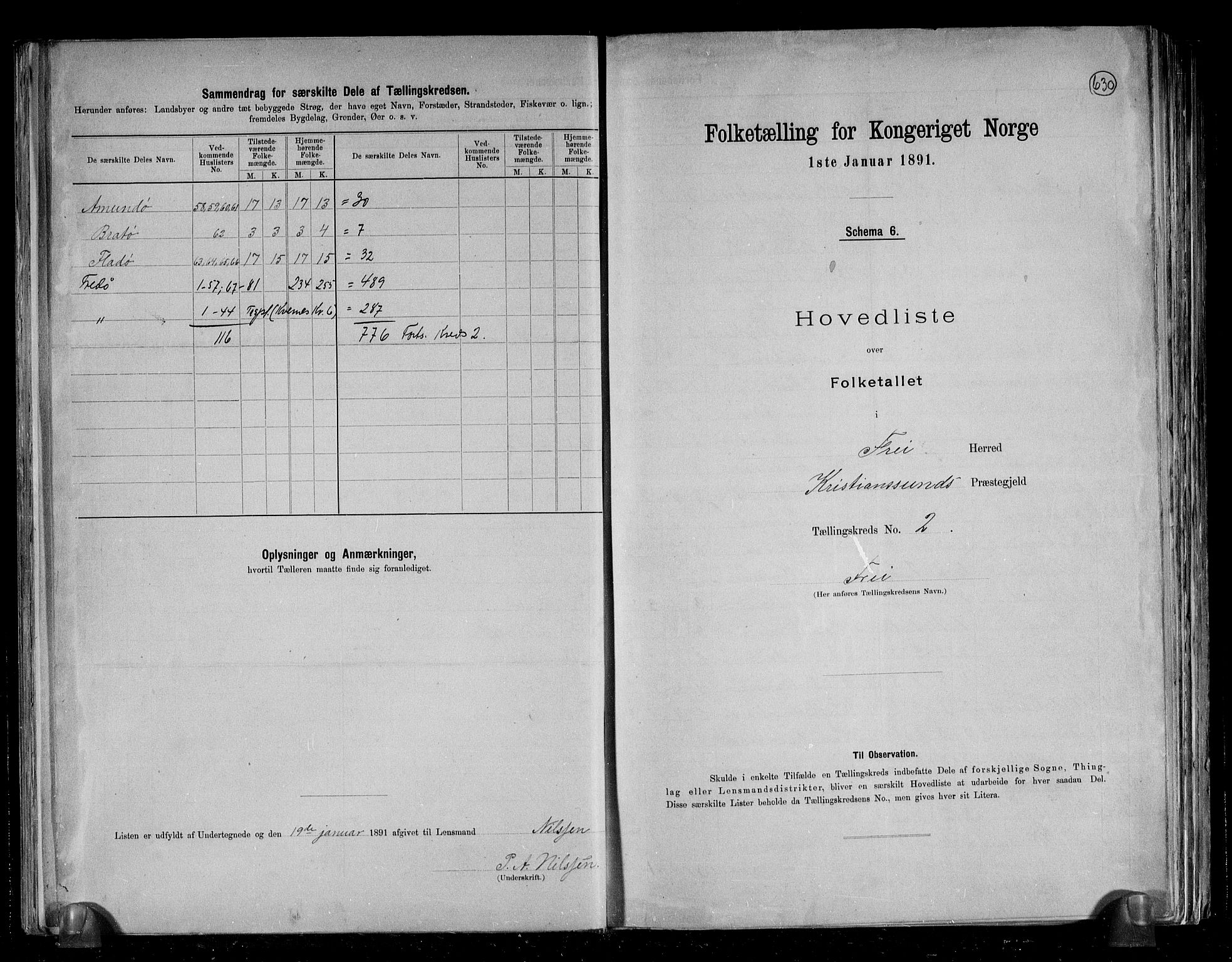 RA, 1891 census for 1556 Frei, 1891, p. 8