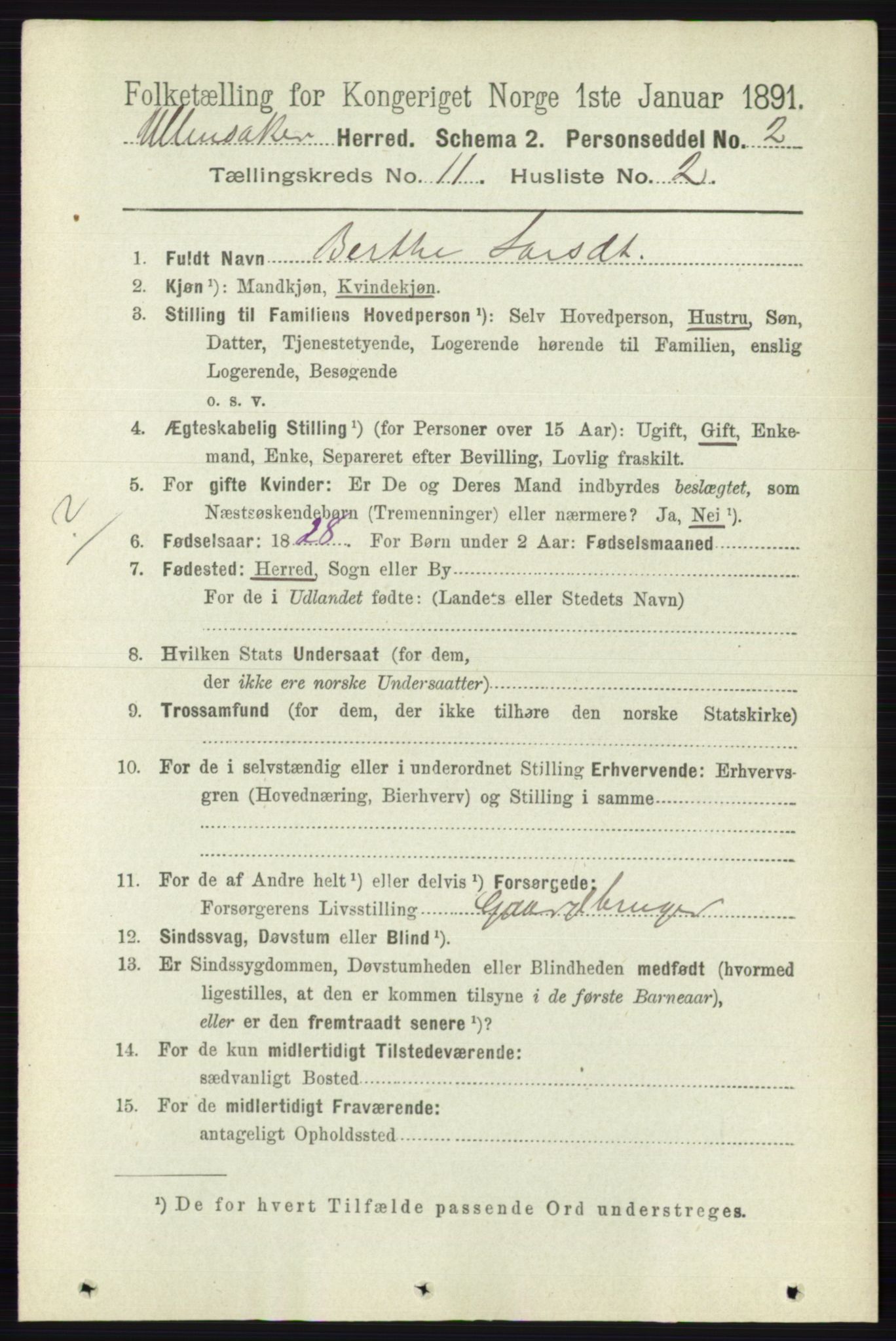 RA, 1891 census for 0235 Ullensaker, 1891, p. 4924