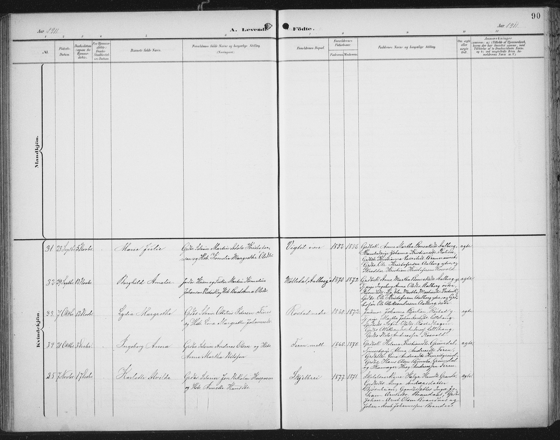 Ministerialprotokoller, klokkerbøker og fødselsregistre - Nord-Trøndelag, AV/SAT-A-1458/701/L0011: Parish register (official) no. 701A11, 1899-1915, p. 90