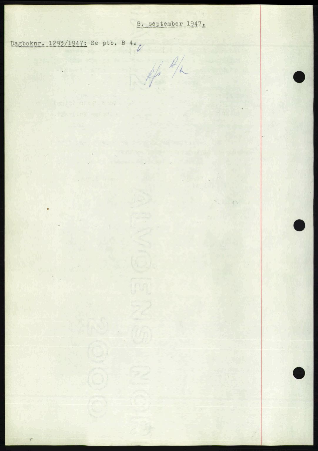 Nedenes sorenskriveri, SAK/1221-0006/G/Gb/Gba/L0058: Mortgage book no. A10, 1947-1948, Diary no: : 1293/1947