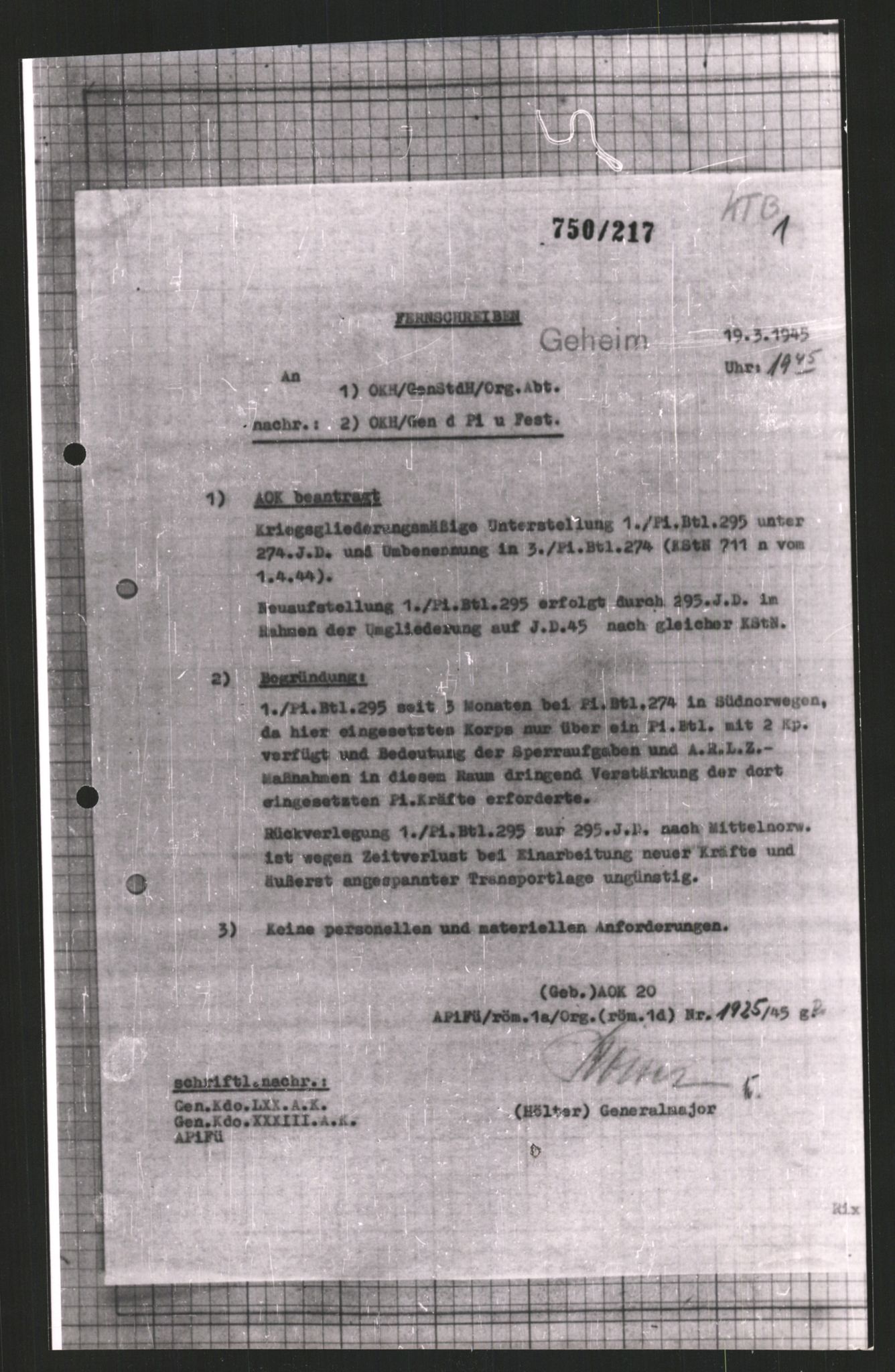 Forsvarets Overkommando. 2 kontor. Arkiv 11.4. Spredte tyske arkivsaker, AV/RA-RAFA-7031/D/Dar/Dara/L0008: Krigsdagbøker for 20. Gebirgs-Armee-Oberkommando (AOK 20), 1945, p. 565