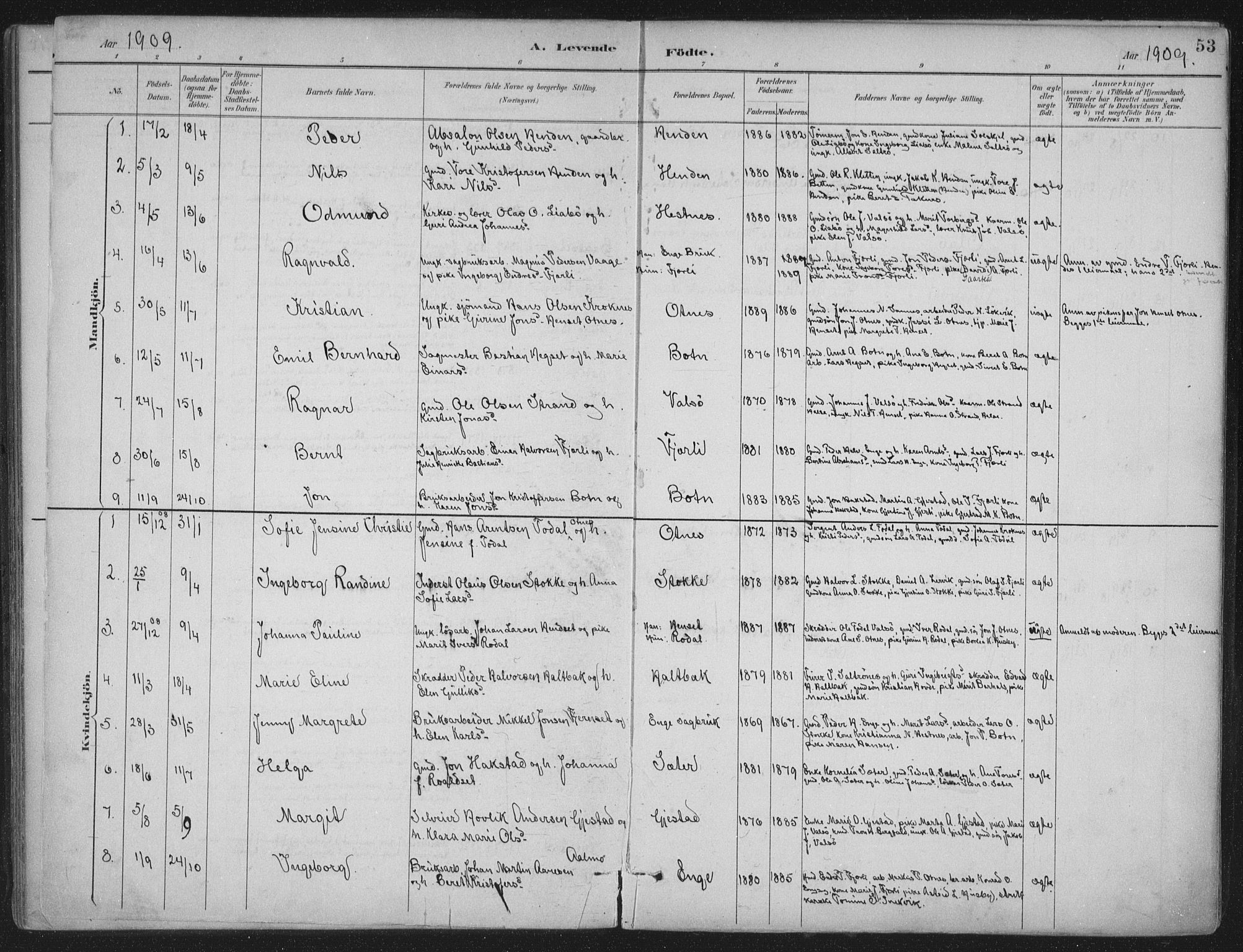 Ministerialprotokoller, klokkerbøker og fødselsregistre - Møre og Romsdal, AV/SAT-A-1454/580/L0925: Parish register (official) no. 580A02, 1888-1913, p. 53