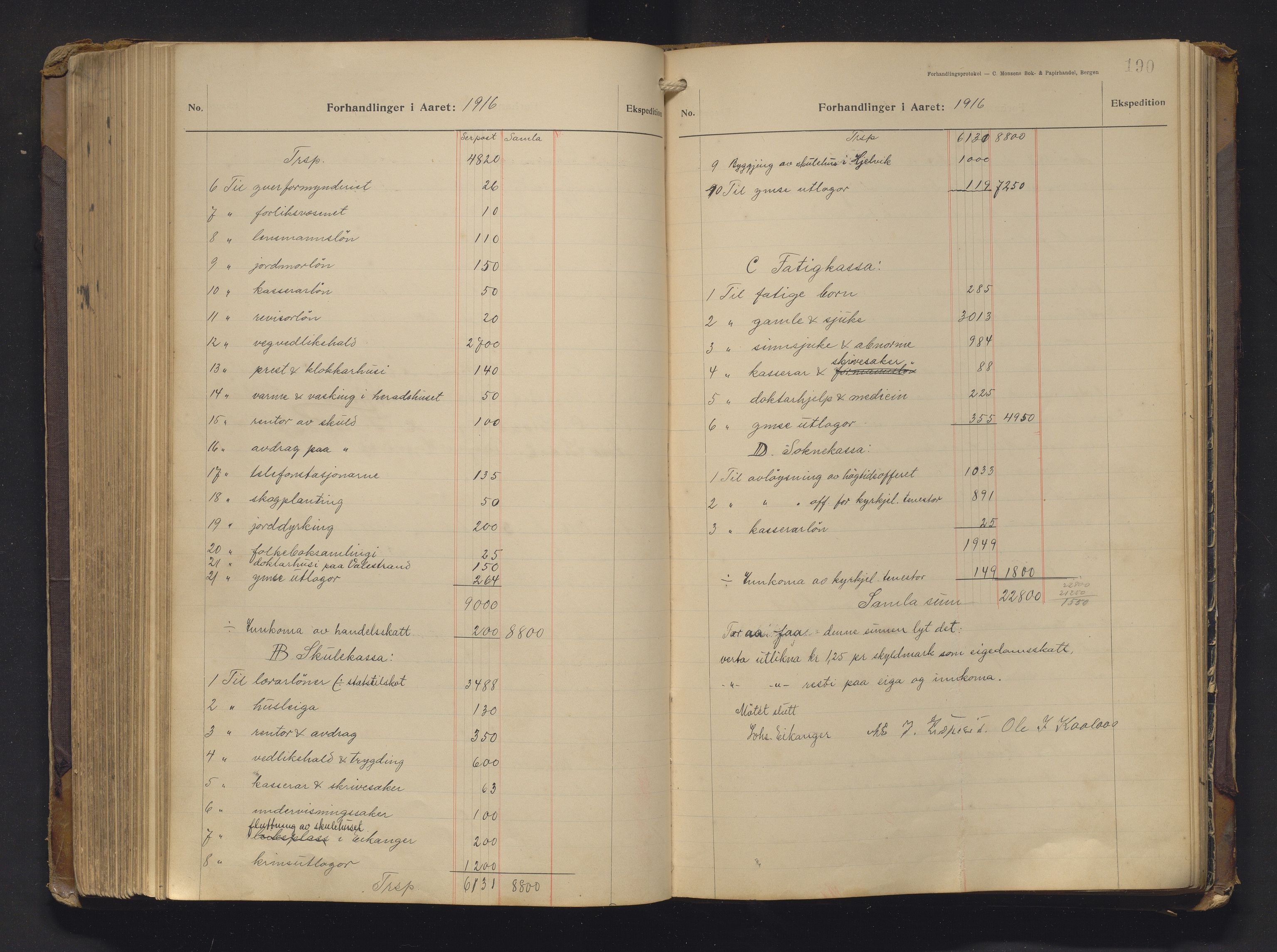 Hamre kommune. Formannskapet, IKAH/1254-021/A/Aa/L0006: Møtebok for Hamre formannskap og heradsstyre, 1909-1918, p. 190