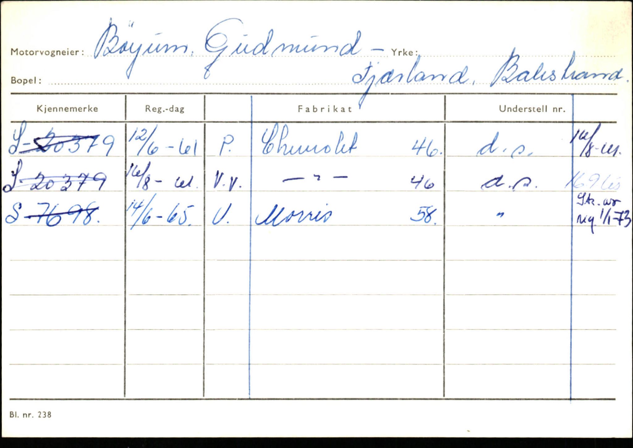 Statens vegvesen, Sogn og Fjordane vegkontor, AV/SAB-A-5301/4/F/L0132: Eigarregister Askvoll A-Å. Balestrand A-Å, 1945-1975, p. 1605