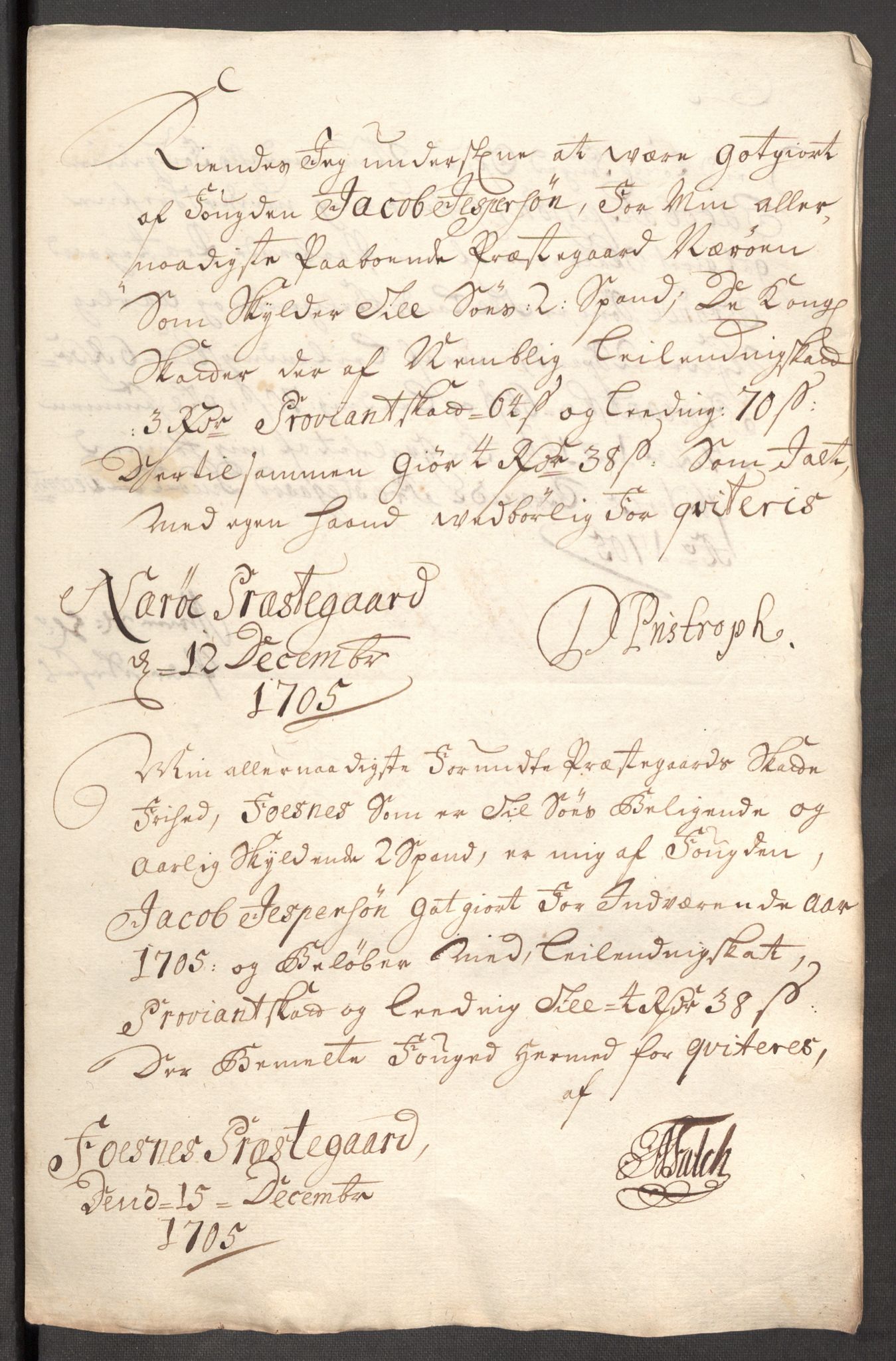 Rentekammeret inntil 1814, Reviderte regnskaper, Fogderegnskap, AV/RA-EA-4092/R64/L4429: Fogderegnskap Namdal, 1705-1706, p. 144