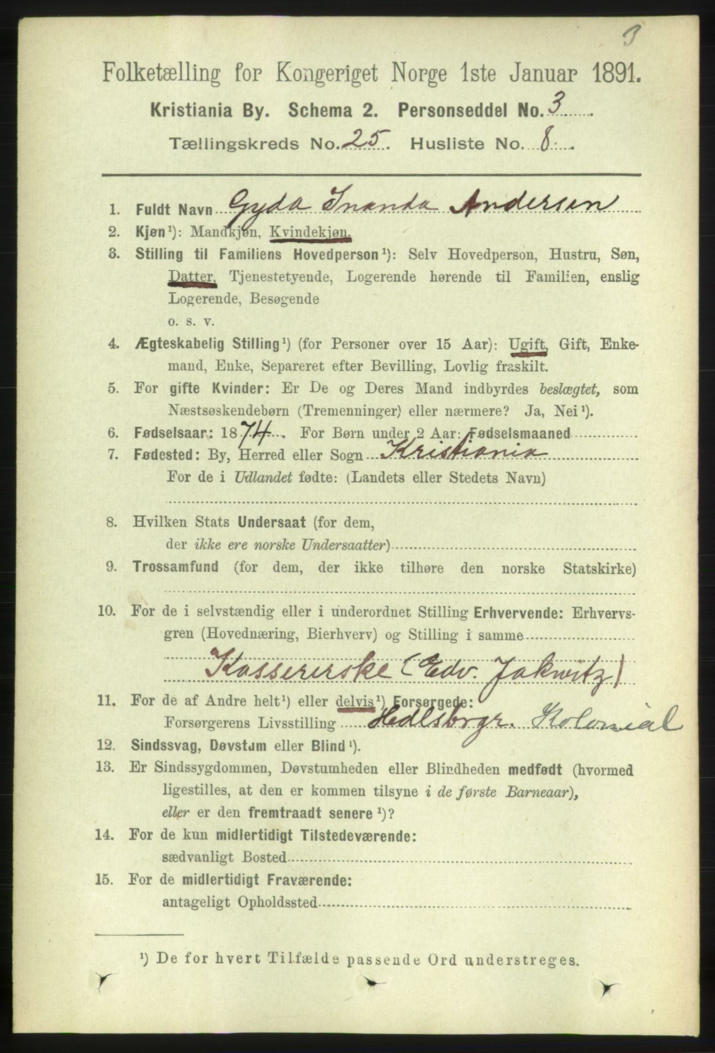 RA, 1891 census for 0301 Kristiania, 1891, p. 12403
