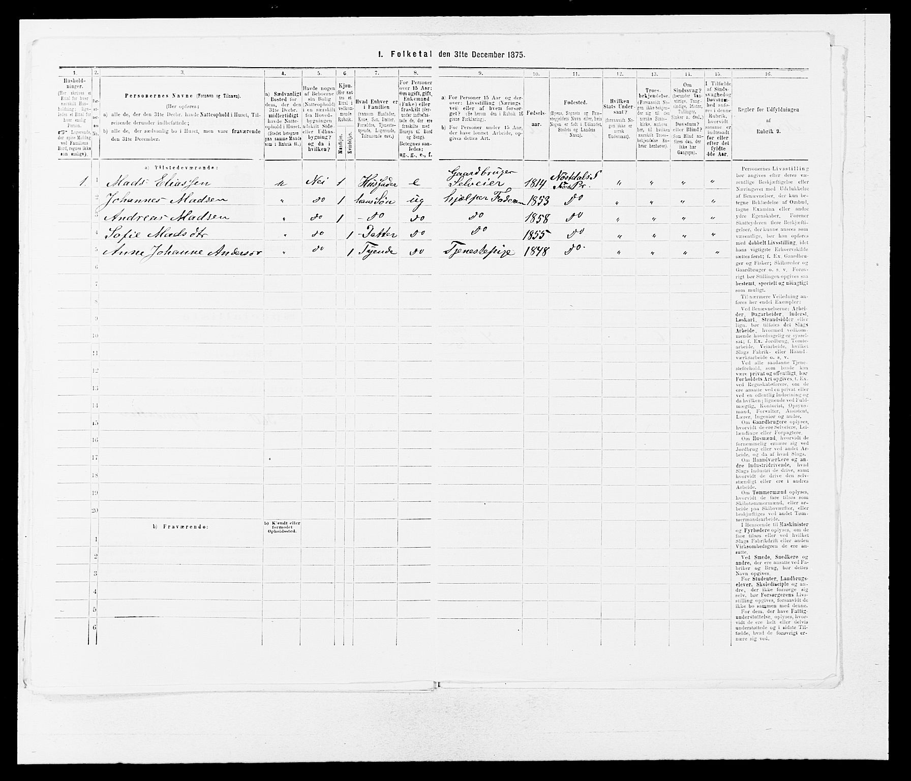 SAB, 1875 census for 1432P Førde, 1875, p. 1318