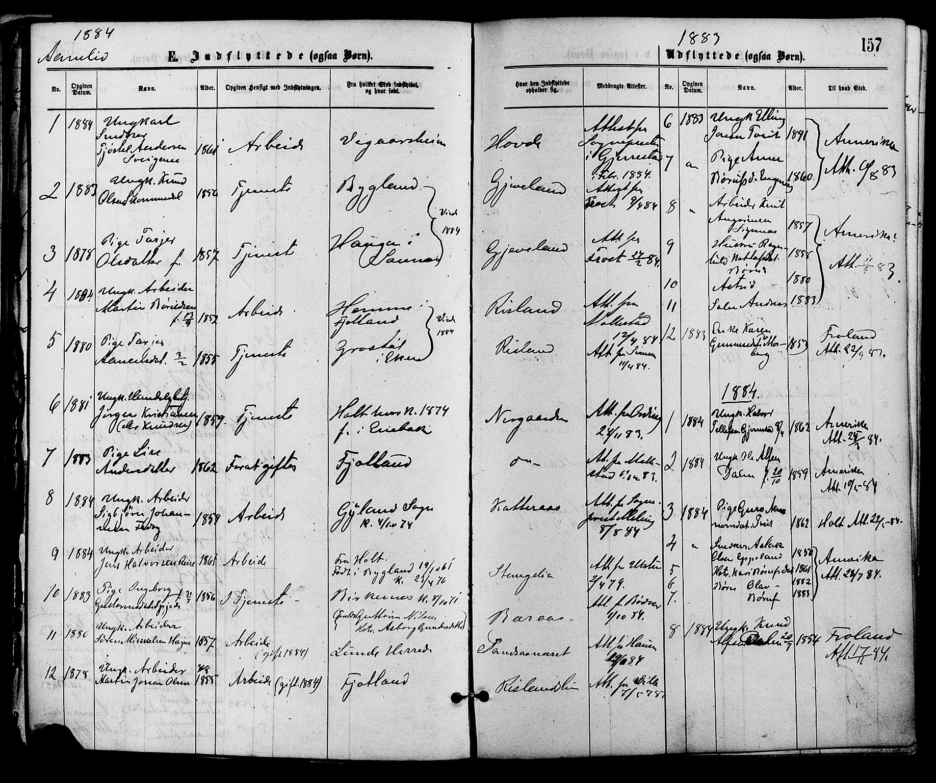 Åmli sokneprestkontor, AV/SAK-1111-0050/F/Fa/Fac/L0009: Parish register (official) no. A 9 /1, 1869-1884, p. 157