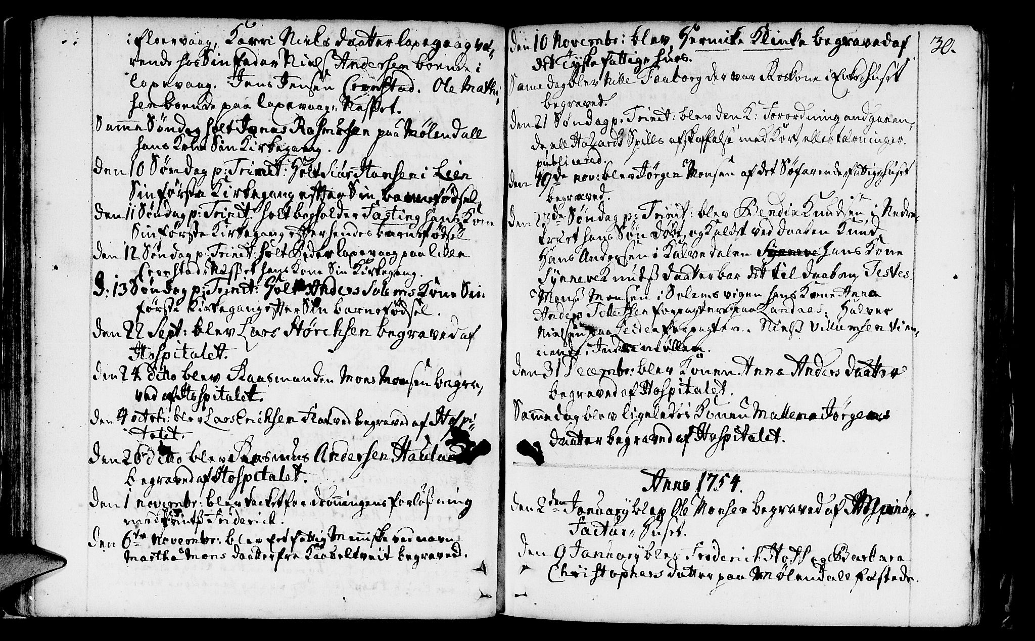 St. Jørgens hospital og Årstad sokneprestembete, SAB/A-99934: Parish register (official) no. A 1, 1743-1823, p. 30