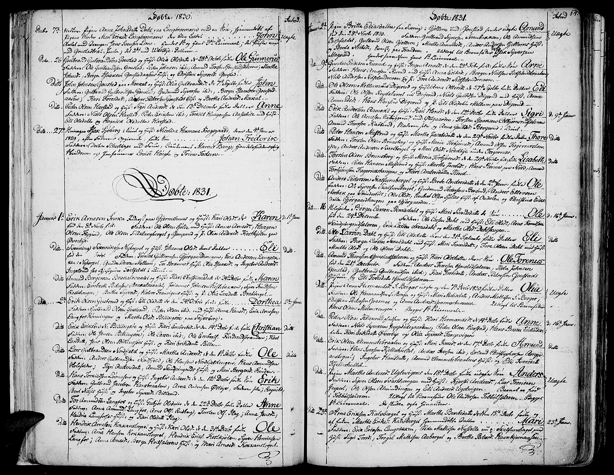 Vinger prestekontor, AV/SAH-PREST-024/H/Ha/Haa/L0007: Parish register (official) no. 7, 1826-1839, p. 54