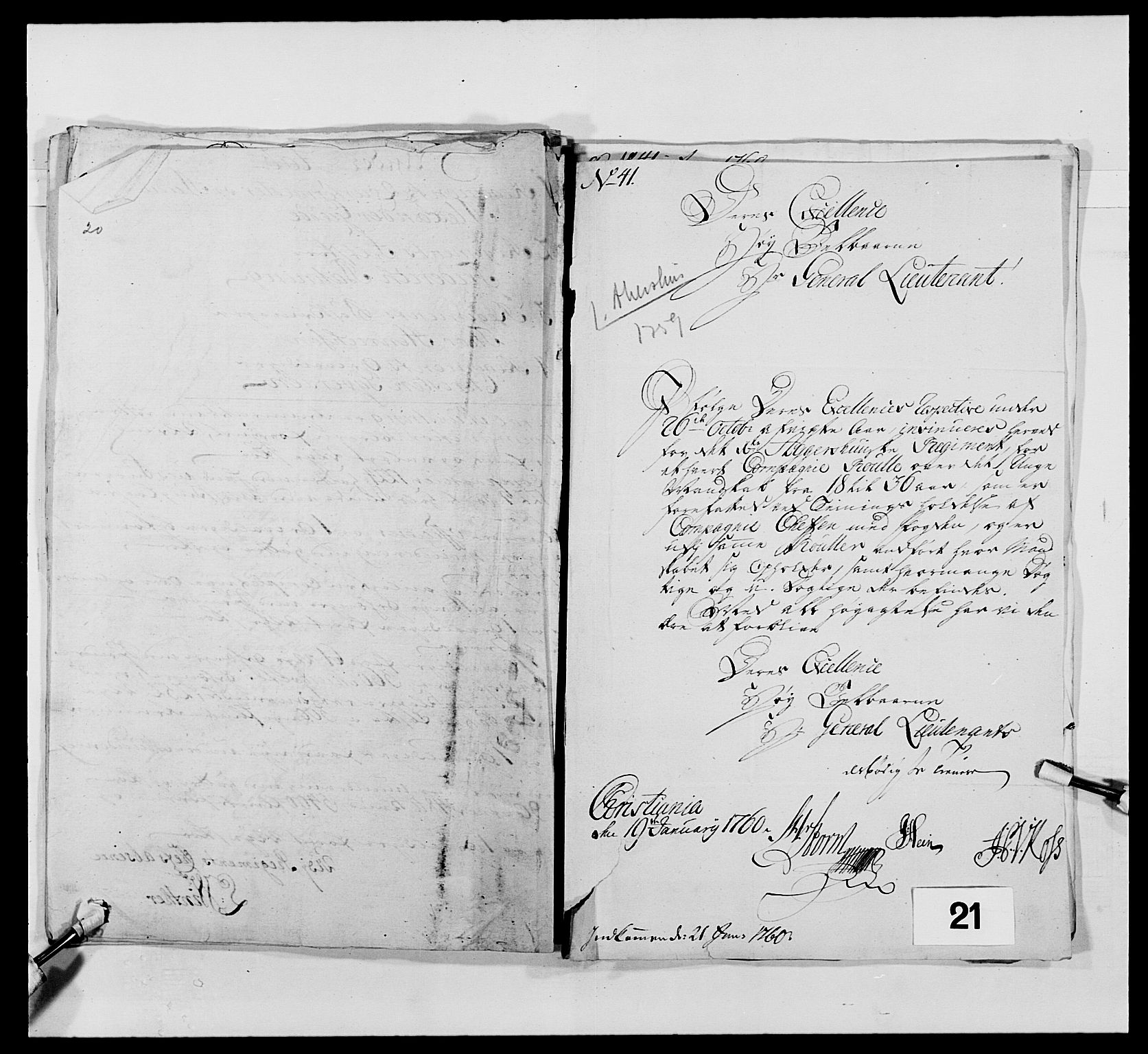 Kommanderende general (KG I) med Det norske krigsdirektorium, AV/RA-EA-5419/E/Ea/L0487: 1. Akershusiske regiment, 1750-1761, p. 227