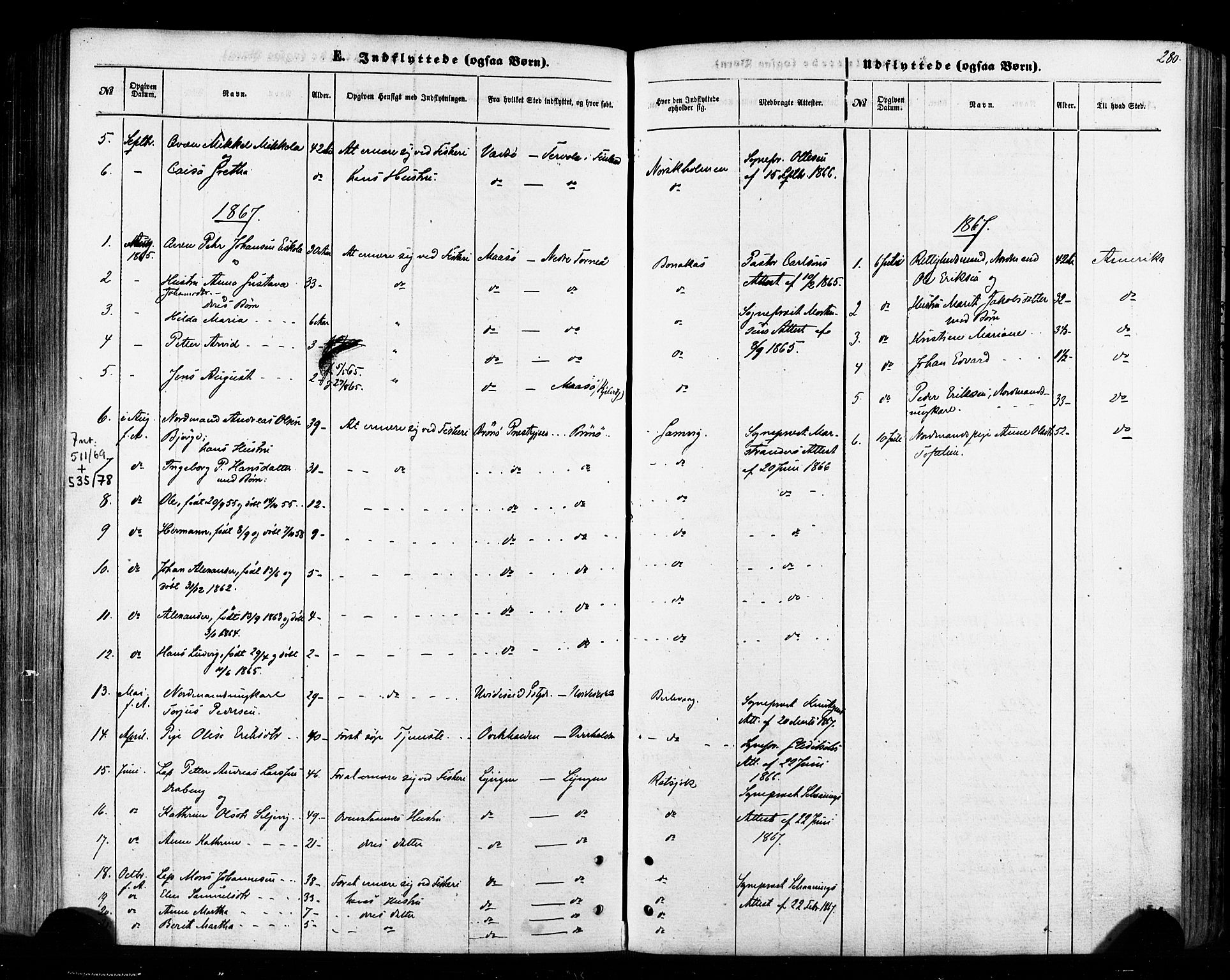 Tana sokneprestkontor, AV/SATØ-S-1334/H/Ha/L0002kirke: Parish register (official) no. 2 /1, 1861-1877, p. 280