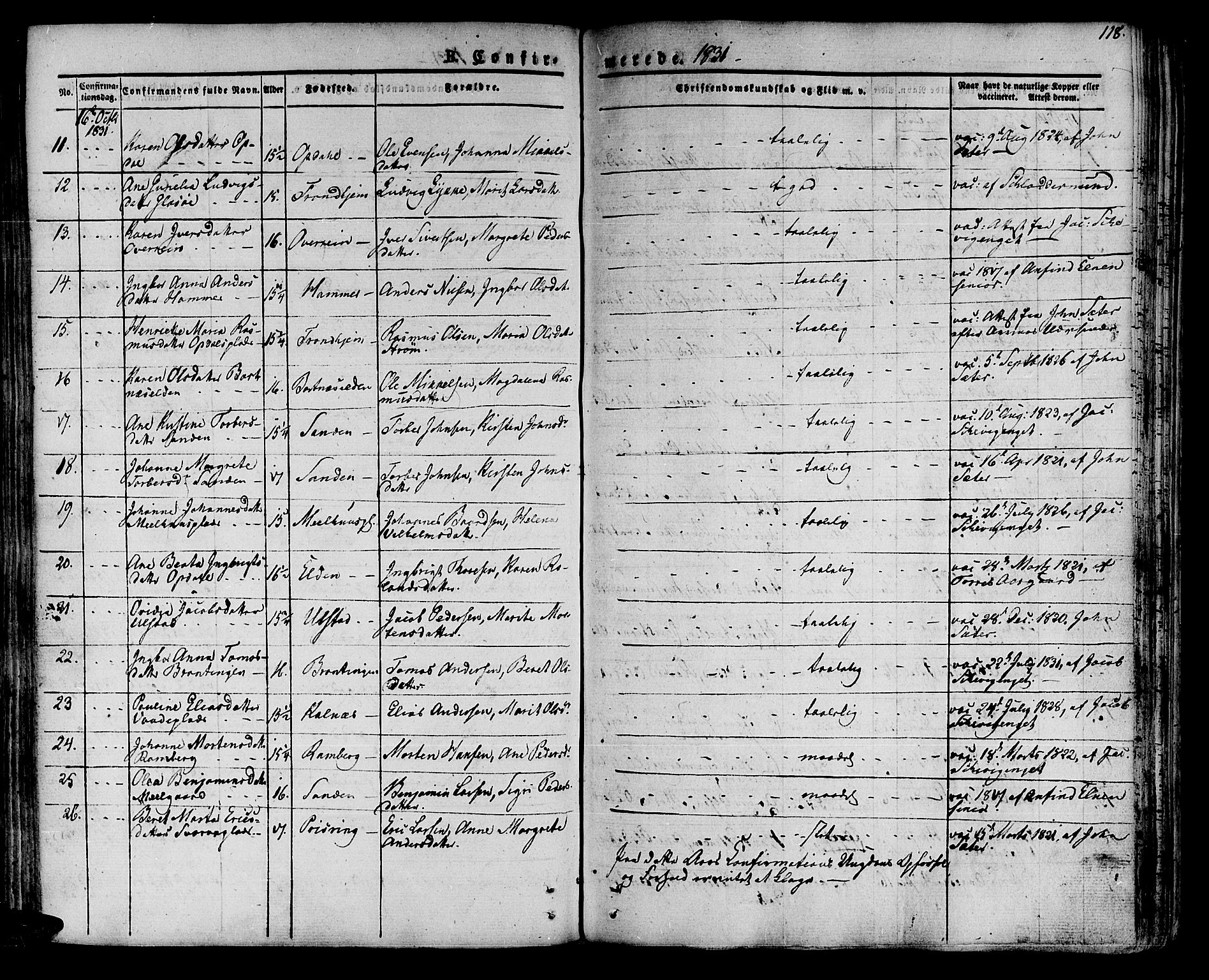 Ministerialprotokoller, klokkerbøker og fødselsregistre - Nord-Trøndelag, AV/SAT-A-1458/741/L0390: Parish register (official) no. 741A04, 1822-1836, p. 118