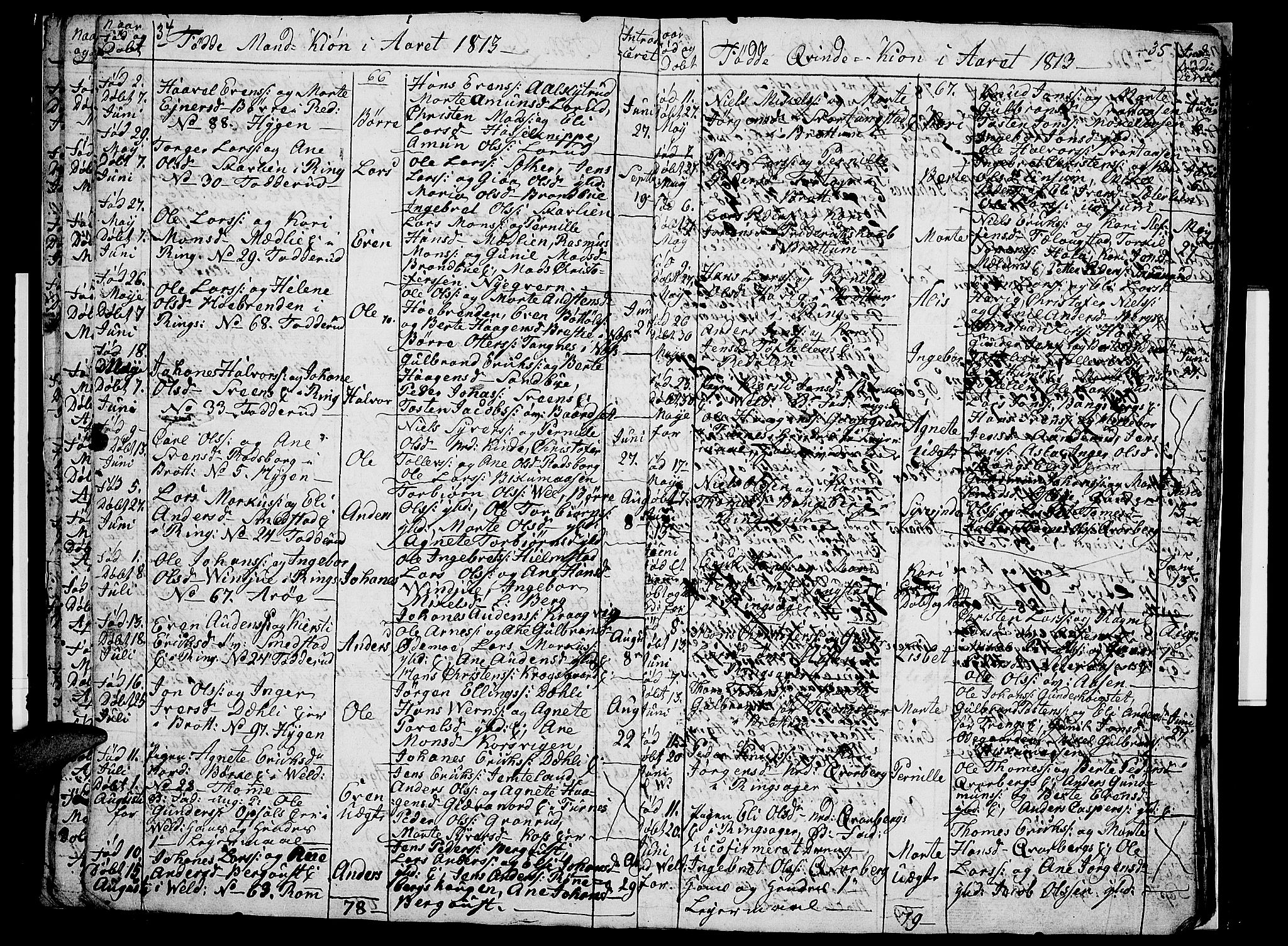 Ringsaker prestekontor, AV/SAH-PREST-014/I/Ia/L0005/0009: Parish register draft no. 5.9, 1811-1814, p. 36-37