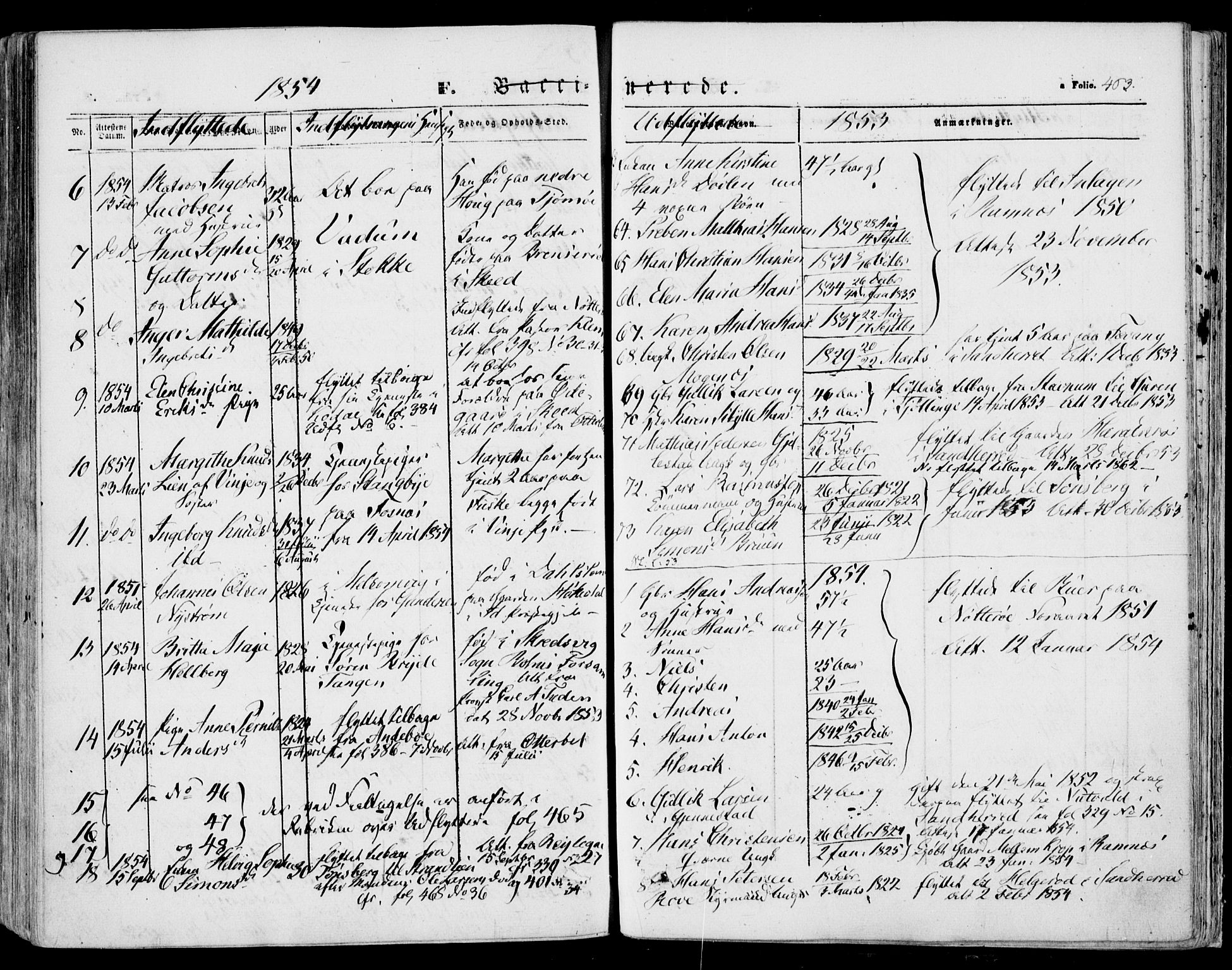 Stokke kirkebøker, AV/SAKO-A-320/F/Fa/L0007: Parish register (official) no. I 7, 1844-1857, p. 463