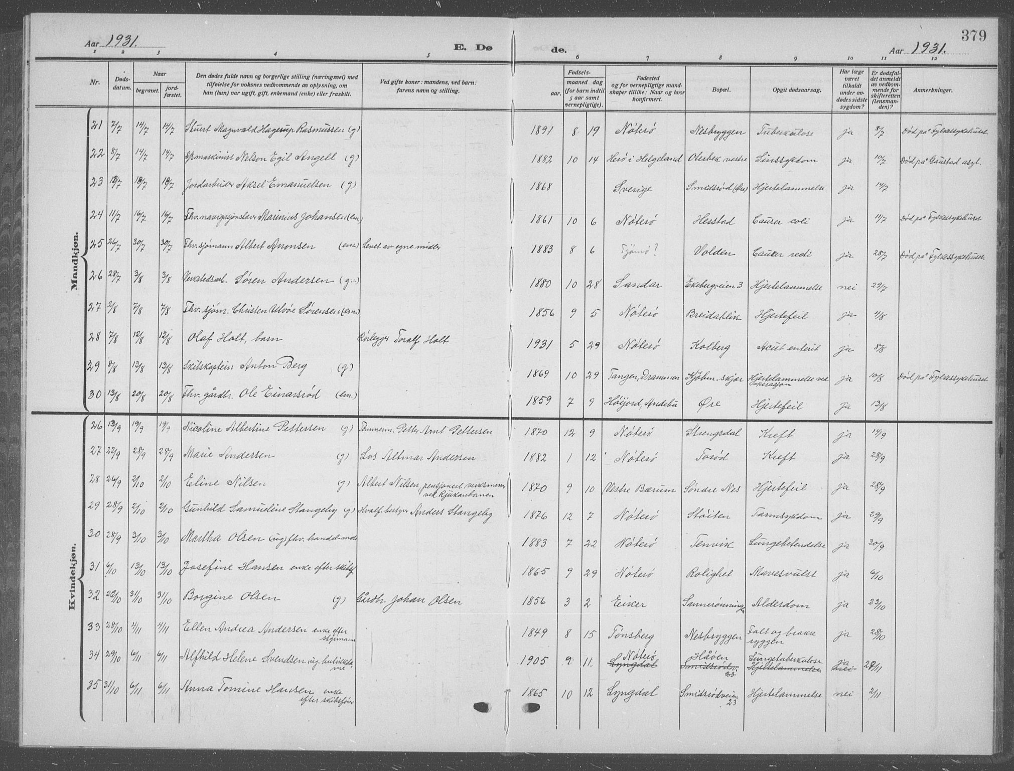 Nøtterøy kirkebøker, AV/SAKO-A-354/G/Ga/L0006: Parish register (copy) no. I 6, 1925-1939, p. 379