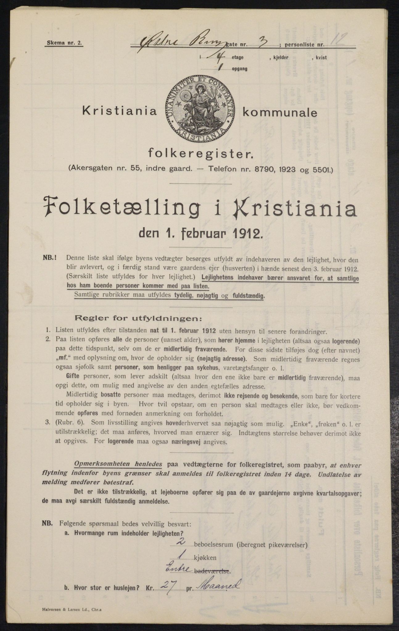 OBA, Municipal Census 1912 for Kristiania, 1912, p. 129430