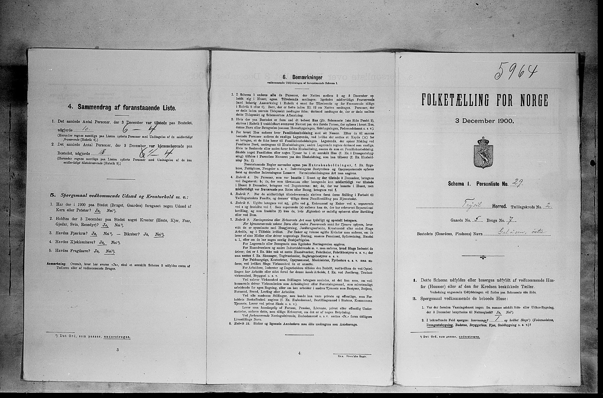 SAH, 1900 census for Trysil, 1900, p. 317