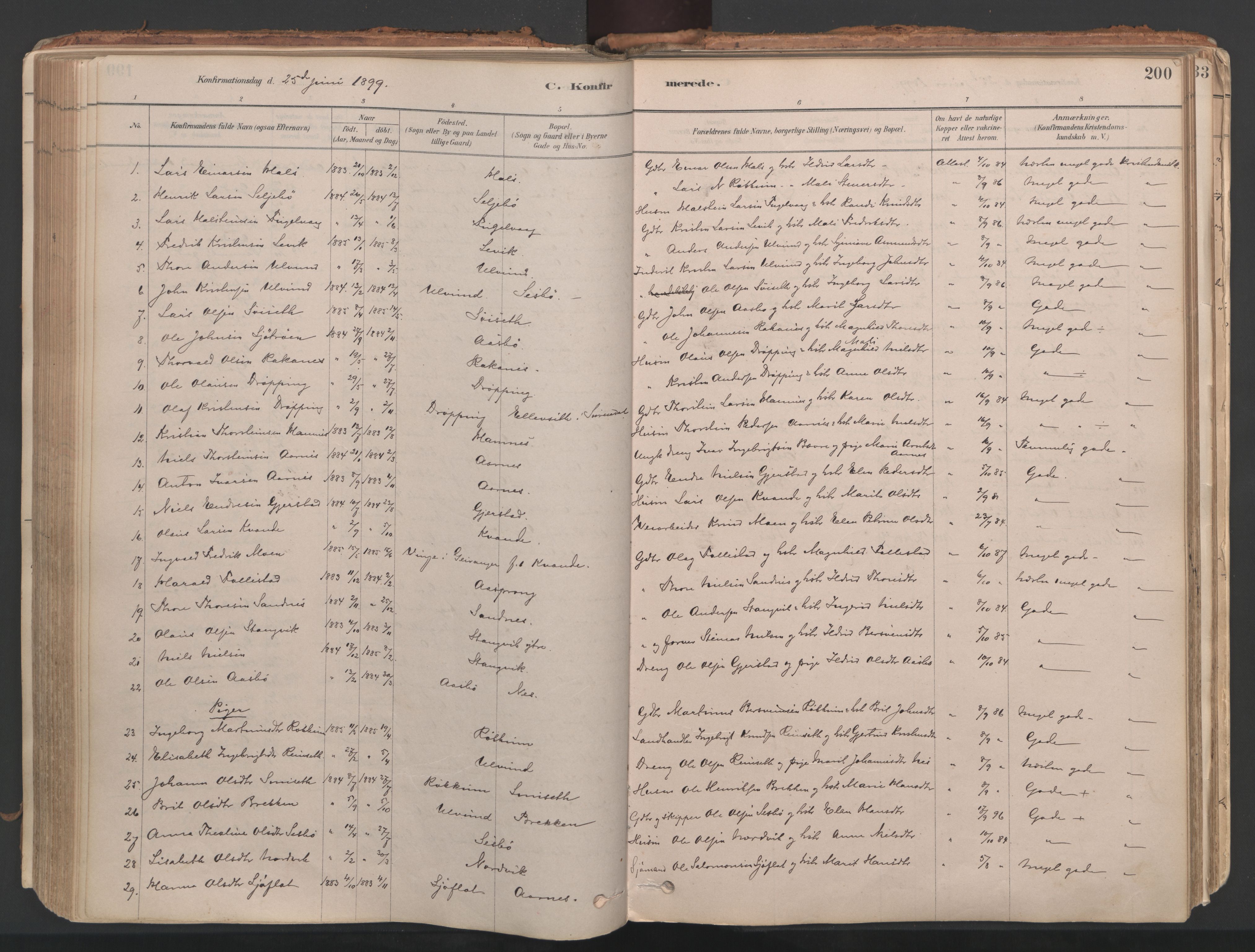 Ministerialprotokoller, klokkerbøker og fødselsregistre - Møre og Romsdal, AV/SAT-A-1454/592/L1029: Parish register (official) no. 592A07, 1879-1902, p. 200