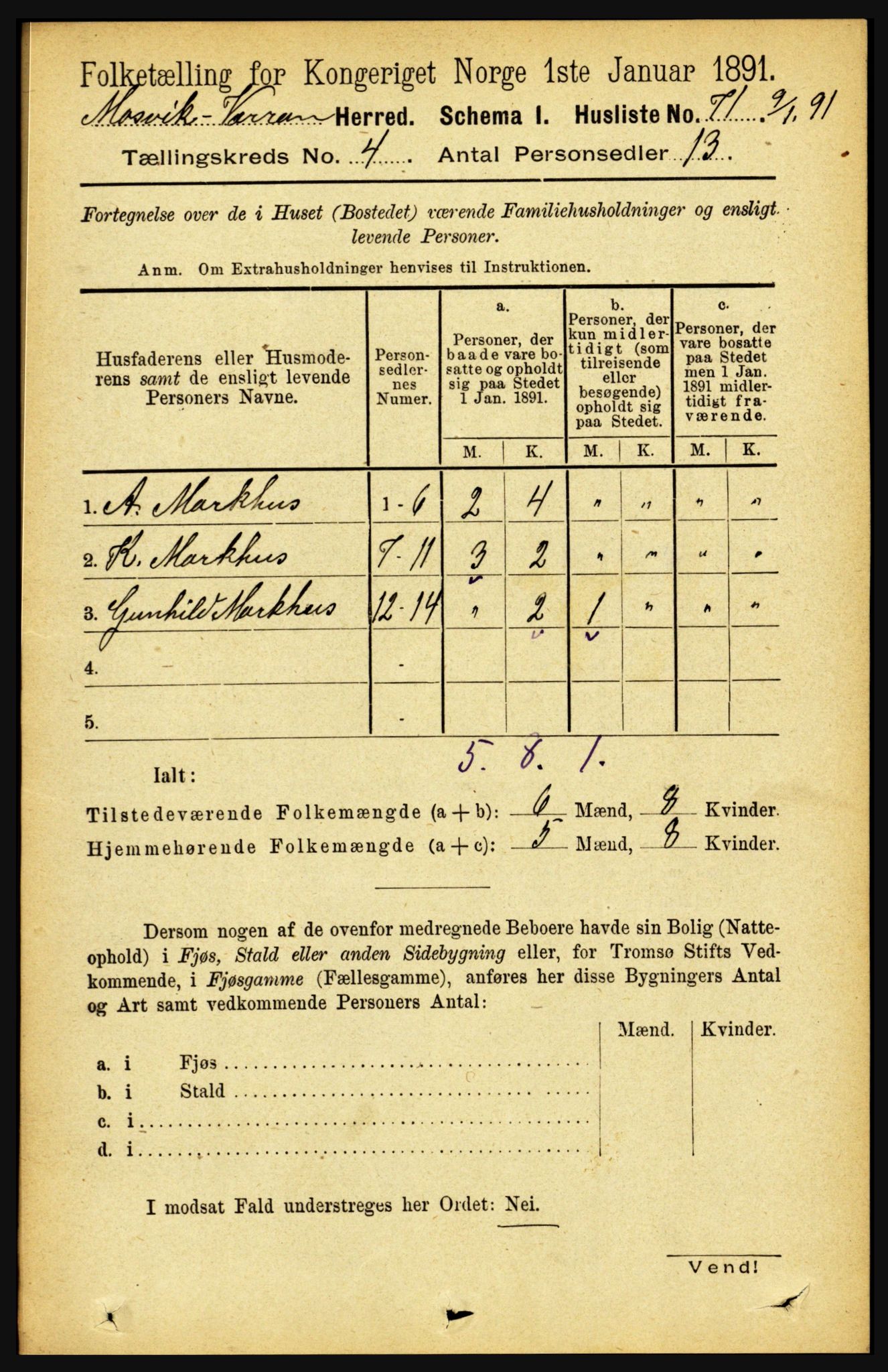 RA, 1891 census for 1723 Mosvik og Verran, 1891, p. 1388