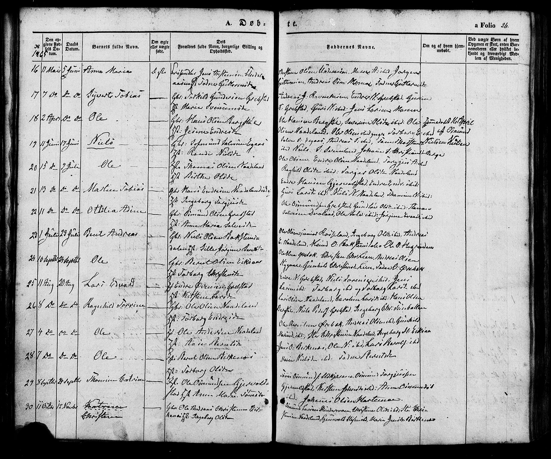 Søgne sokneprestkontor, AV/SAK-1111-0037/F/Fa/Faa/L0002: Parish register (official) no. A 2, 1854-1882, p. 26
